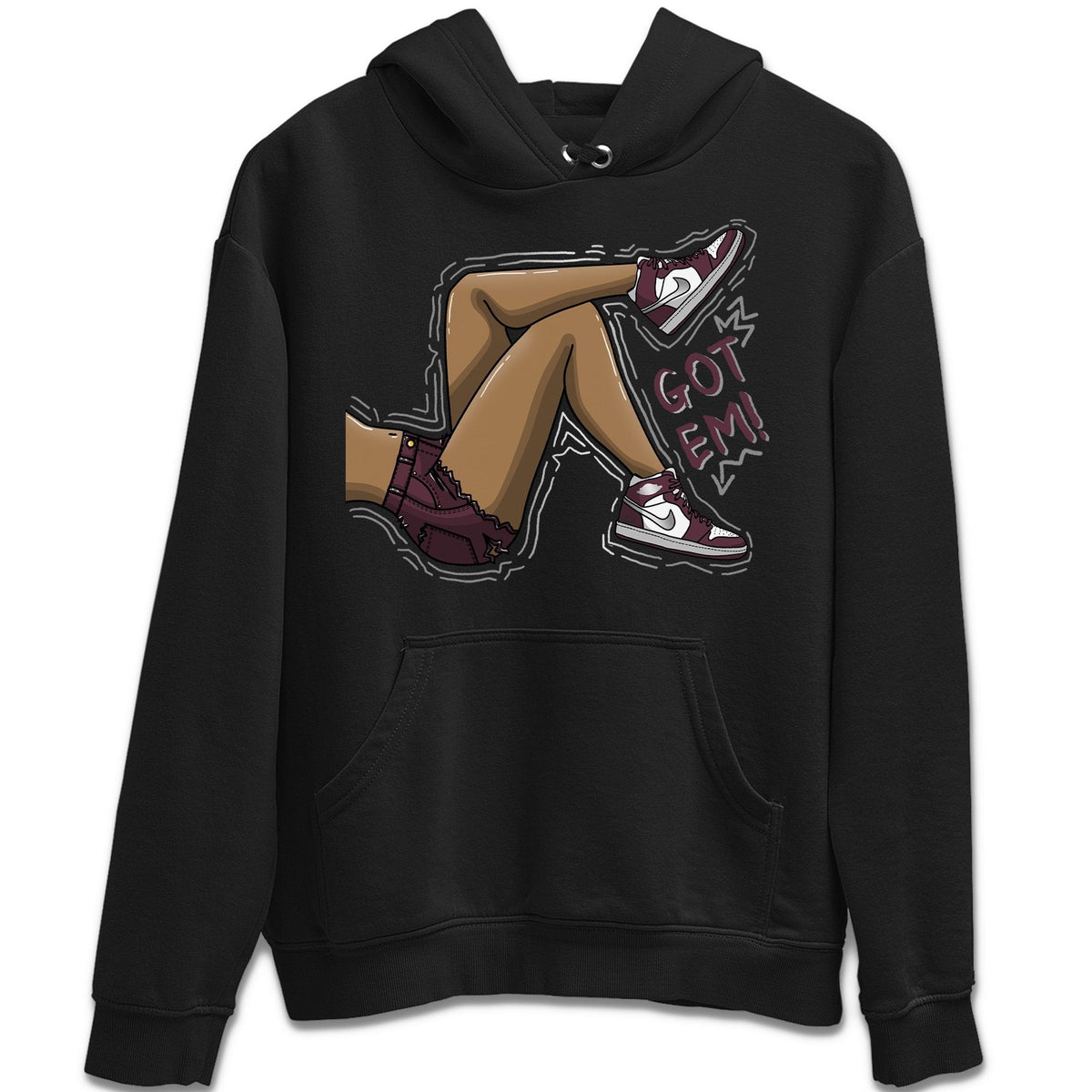 Jordan 1 Bordeaux Sneaker Matching T-Shirt Got Em Legs Sneaker Tees Jordan 1 Bordeaux Sneaker Release Tees Crew Neck Tees