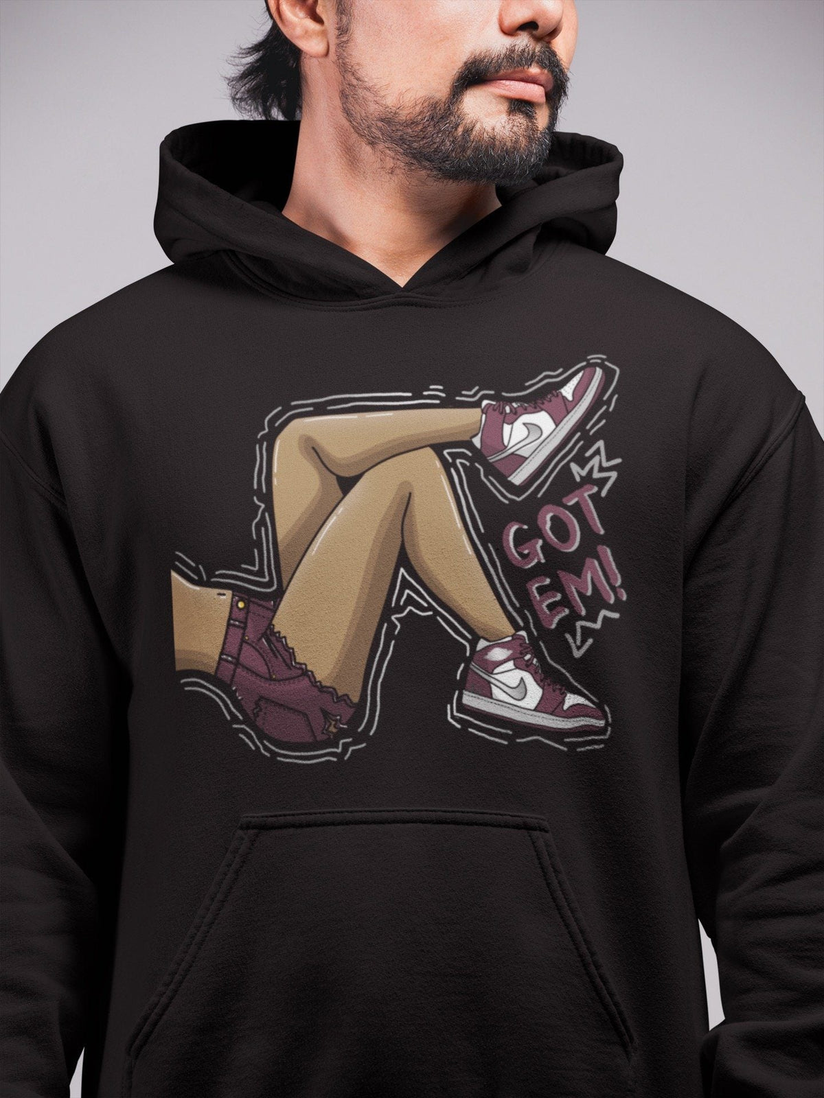 Jordan 1 Bordeaux Sneaker Matching T-Shirt Got Em Legs Sneaker Tees Jordan 1 Bordeaux Sneaker Release Tees Crew Neck Tees