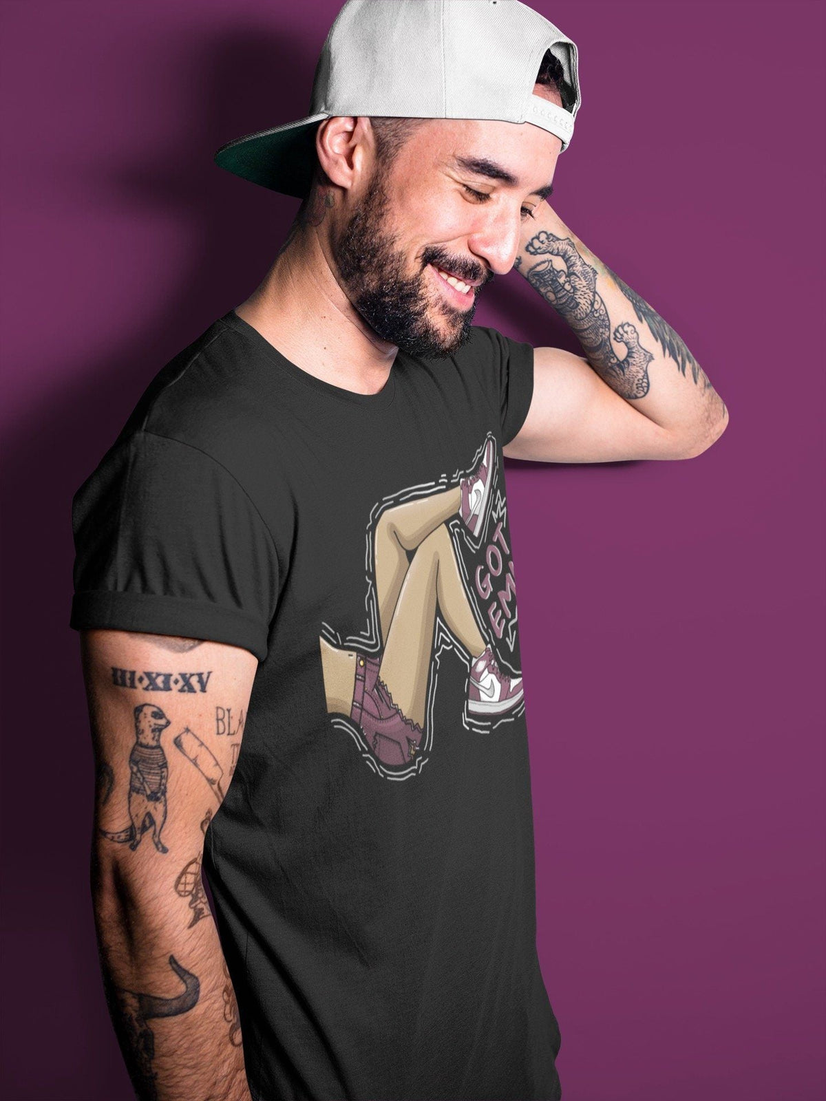 Jordan 1 Bordeaux Sneaker Matching T-Shirt Got Em Legs Sneaker Tees Jordan 1 Bordeaux Sneaker Release Tees Crew Neck Tees