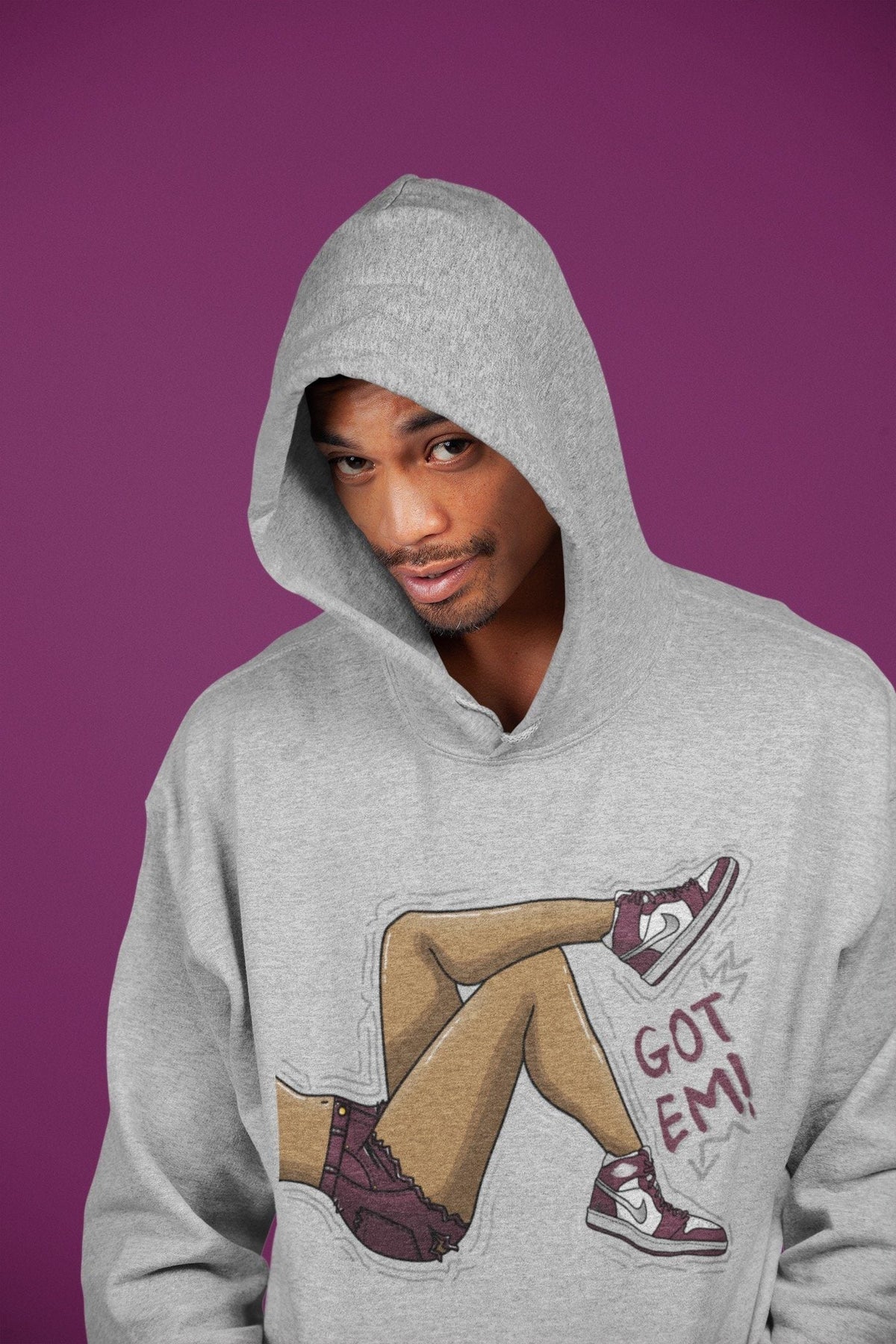 Jordan 1 Bordeaux Sneaker Matching T-Shirt Got Em Legs Sneaker Tees Jordan 1 Bordeaux Sneaker Release Tees Crew Neck Tees