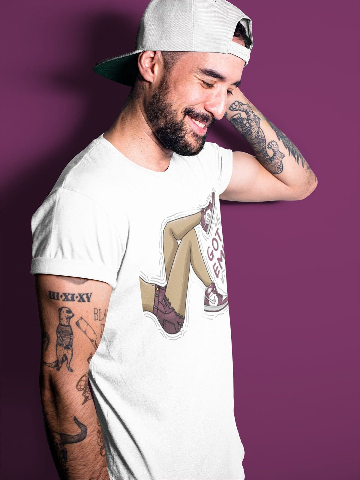 Jordan 1 Bordeaux Sneaker Matching T-Shirt Got Em Legs Sneaker Tees Jordan 1 Bordeaux Sneaker Release Tees Crew Neck Tees
