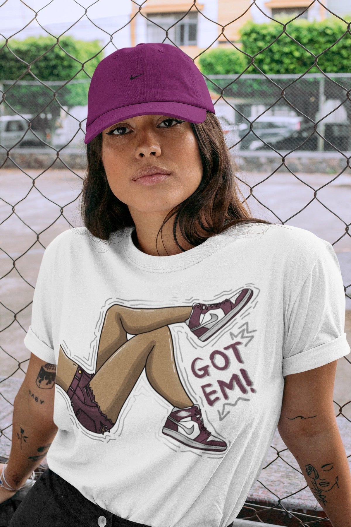 Jordan 1 Bordeaux Sneaker Matching T-Shirt Got Em Legs Sneaker Tees Jordan 1 Bordeaux Sneaker Release Tees Crew Neck Tees