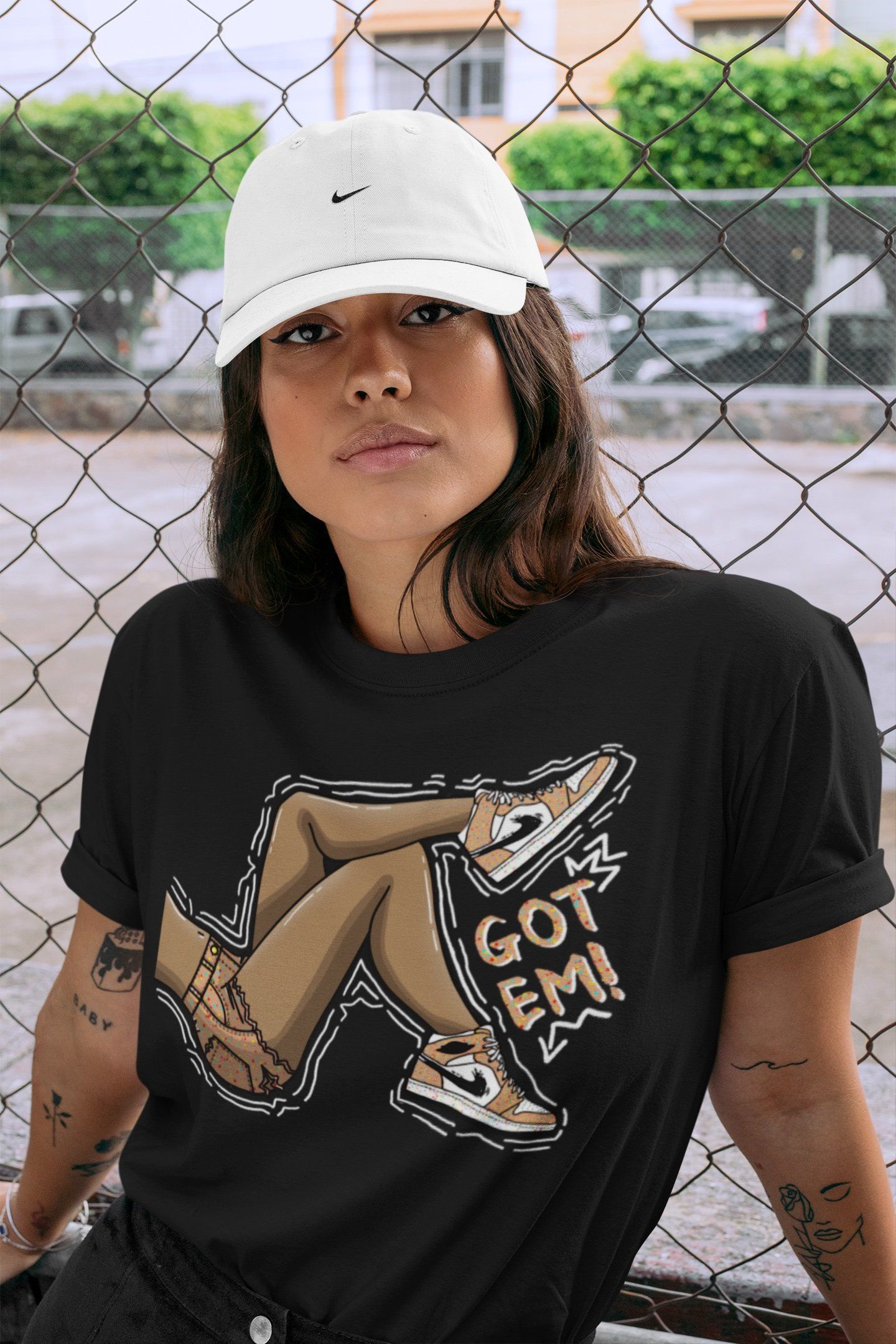 Jordan 1 Brushstroke Sneaker Matching T-Shirt Got Em Legs Sneaker Tees Jordan 1 Brushstroke Sneaker Release Tees Crew Neck Tees