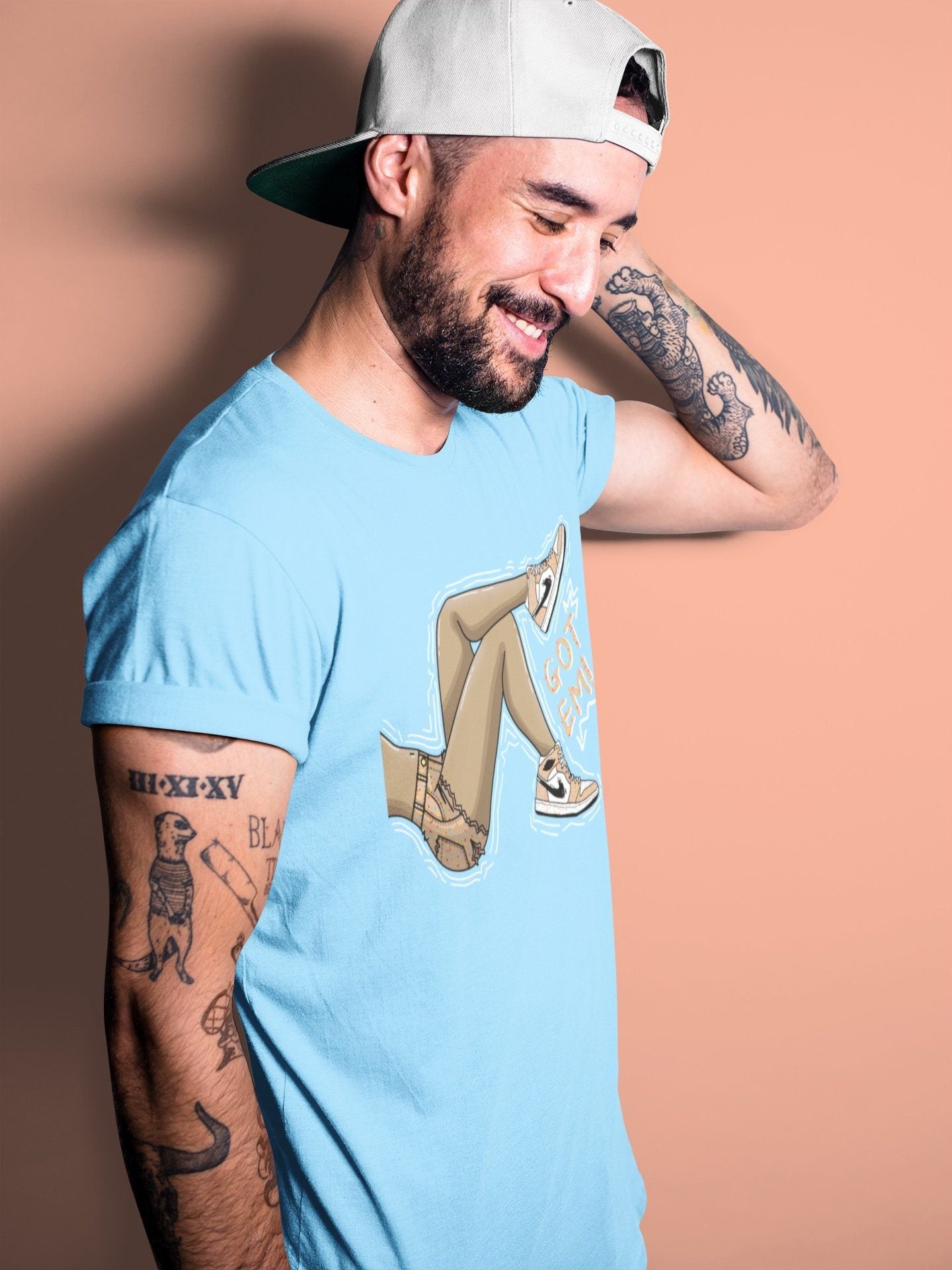 Jordan 1 Brushstroke Sneaker Matching T-Shirt Got Em Legs Sneaker Tees Jordan 1 Brushstroke Sneaker Release Tees Crew Neck Tees