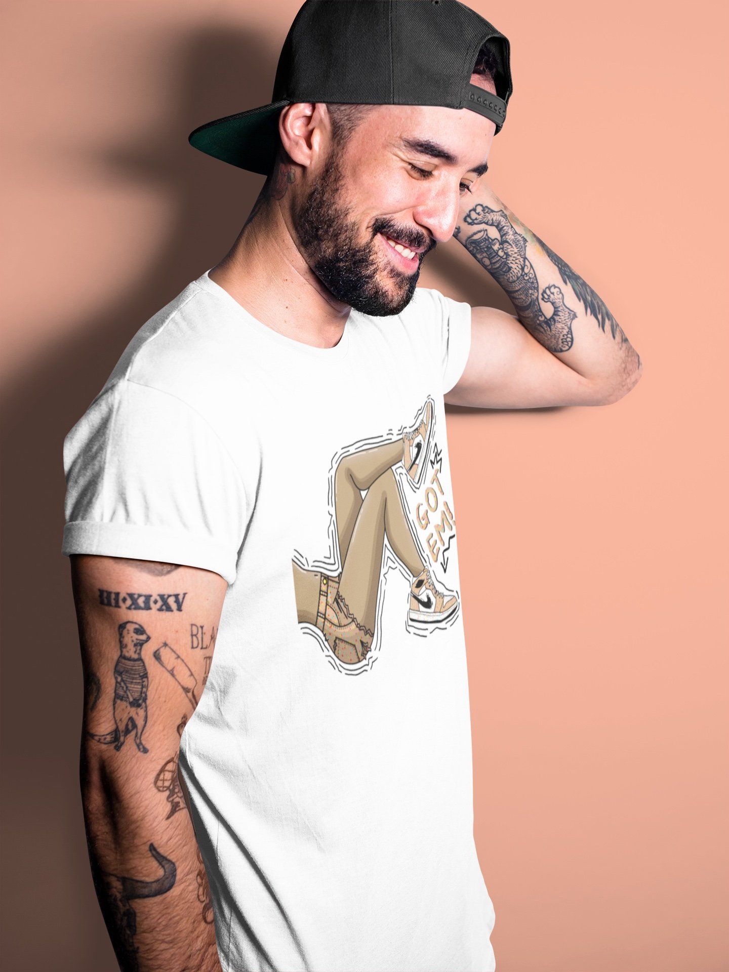 Jordan 1 Brushstroke Sneaker Matching T-Shirt Got Em Legs Sneaker Tees Jordan 1 Brushstroke Sneaker Release Tees Crew Neck Tees