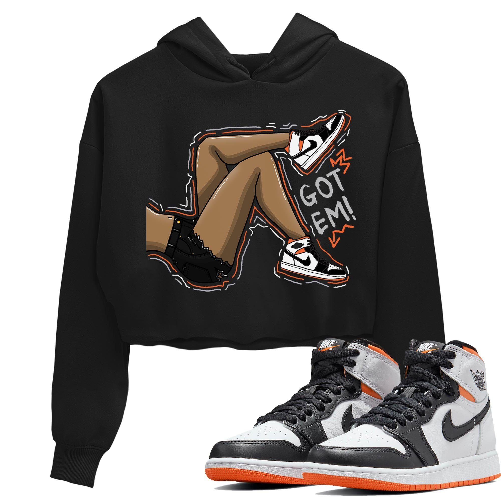 Jordan 1 Electro Orange Sneaker Matching T-Shirt Got Em Legs Sneaker Tees Jordan 1 Electro Orange Sneaker Release Tees Women's Shirts
