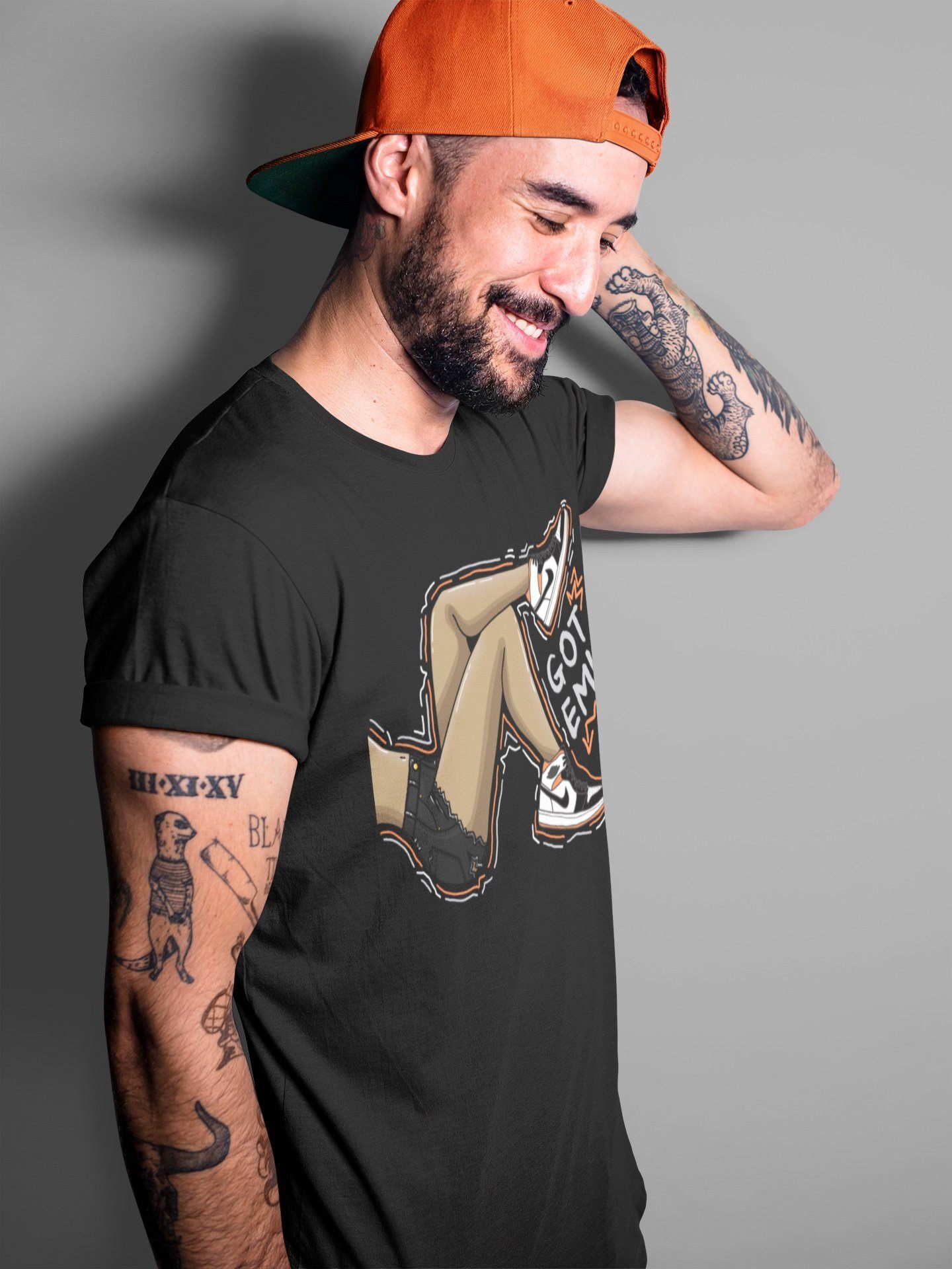 Jordan 1 Electro Orange Sneaker Matching T-Shirt Got Em Legs Sneaker Tees Jordan 1 Electro Orange Sneaker Release Tees Crew Neck Tees