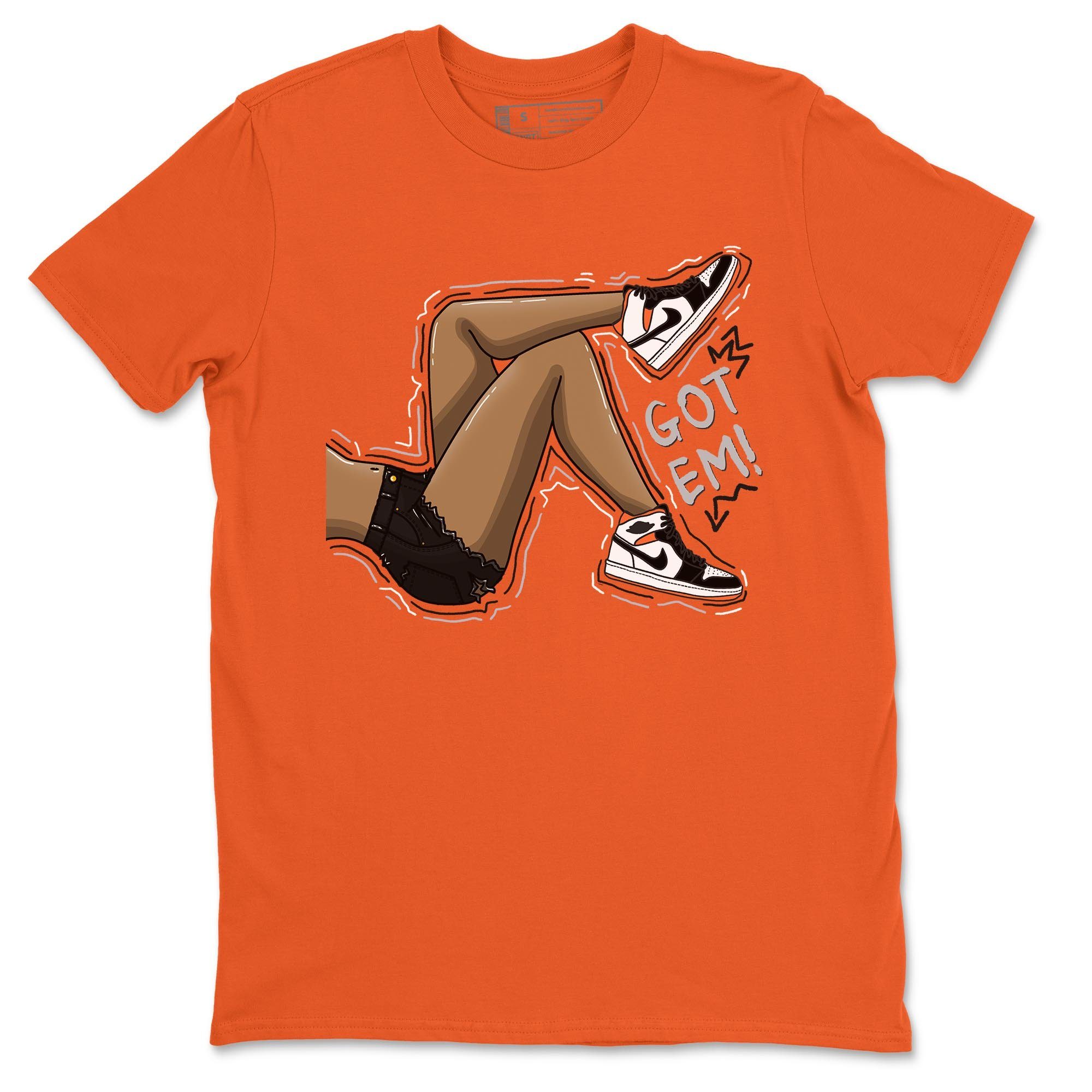 Jordan 1 Electro Orange Sneaker Matching T-Shirt Got Em Legs Sneaker Tees Jordan 1 Electro Orange Sneaker Release Tees Crew Neck Tees