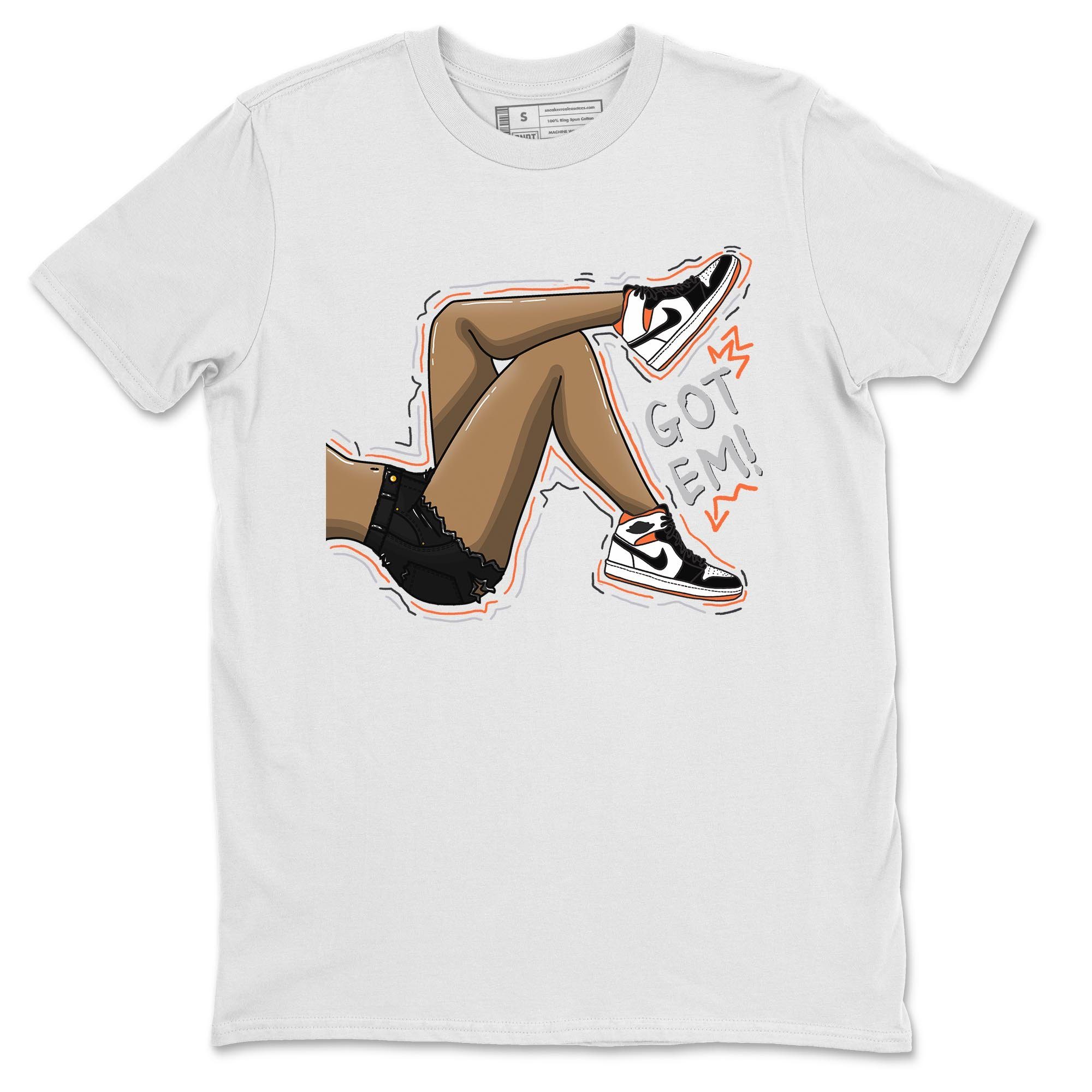 Jordan 1 Electro Orange Sneaker Matching T-Shirt Got Em Legs Sneaker Tees Jordan 1 Electro Orange Sneaker Release Tees Crew Neck Tees
