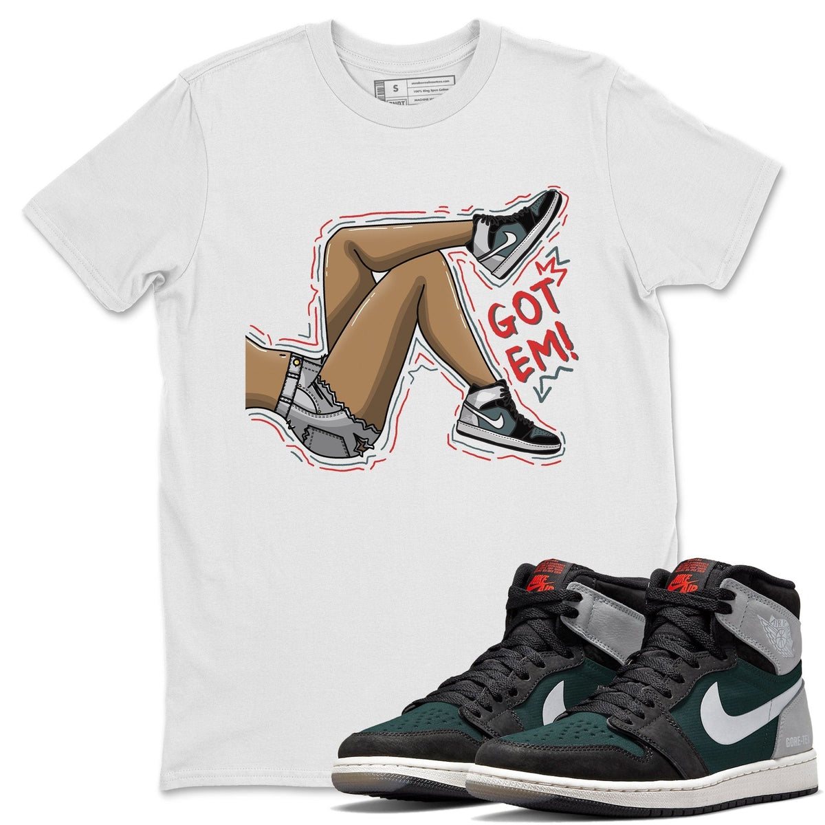 Jordan 1 Element Gore-Tex Black Grey Sneaker Matching T-Shirt Got Em Legs Sneaker Tees Jordan 1 Element Gore-Tex Black Grey Sneaker Release Tees Crew Neck Tees