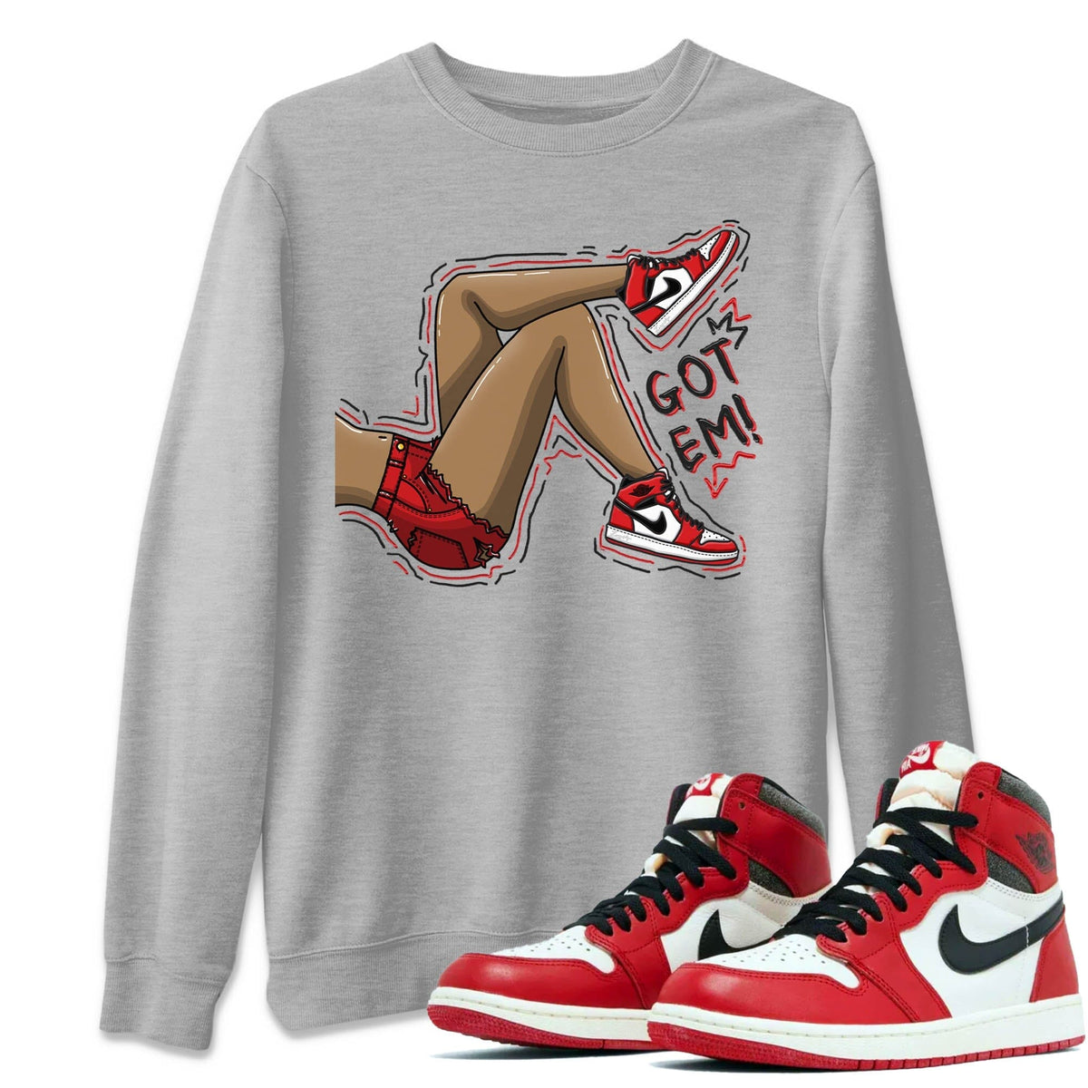 Jordan 1 lost & found Sneaker Matching T-Shirt Got Em Legs Sneaker Tees Jordan 1 lost & found Sneaker Release Tees Crew Neck Tees