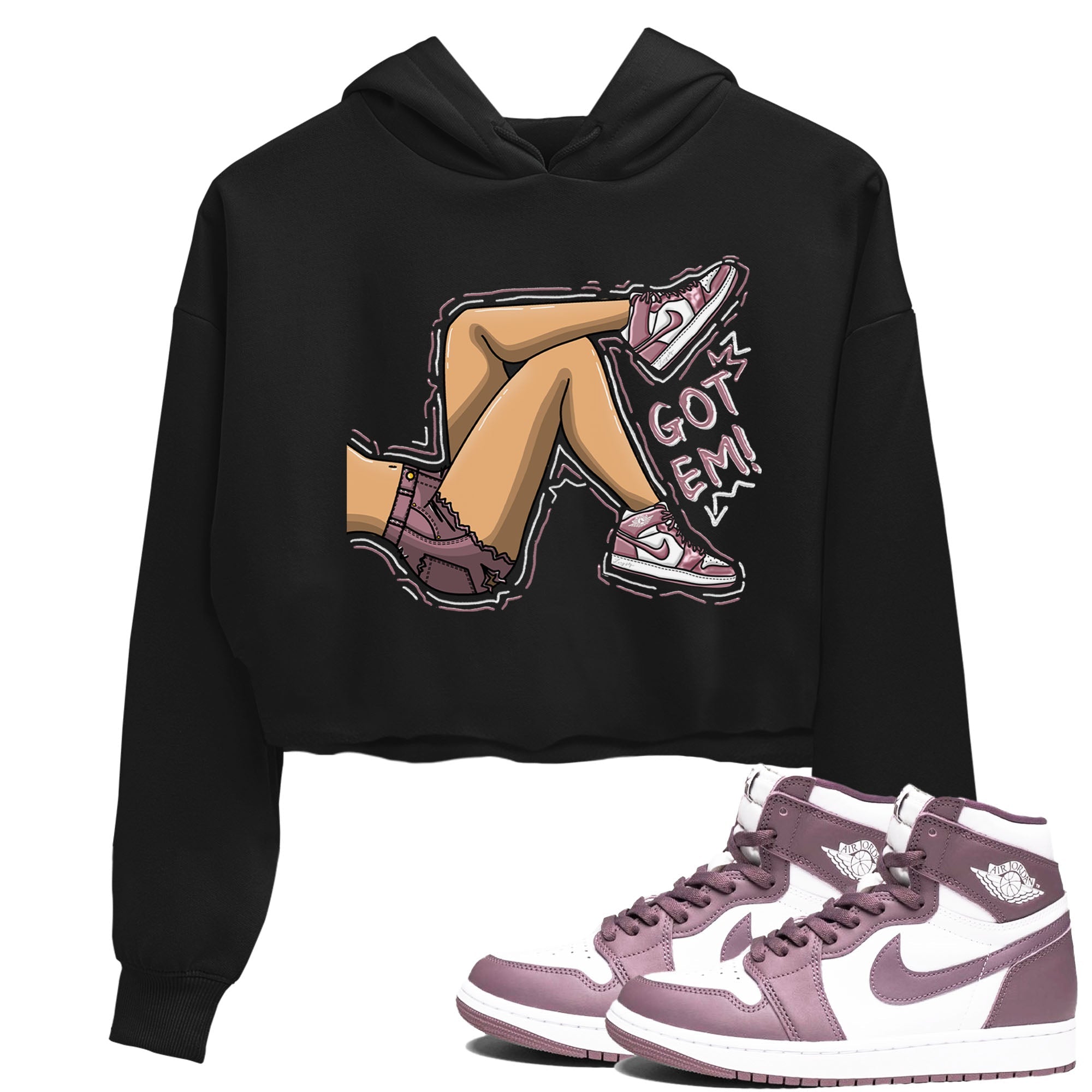 Air Jordan 1 Mauve shirt to match jordans Got Em Legs sneaker tees AJ1 Mauve Drip Gear Zone Sneaker Matching Clothing Brand Black 1 Crop T-Shirt