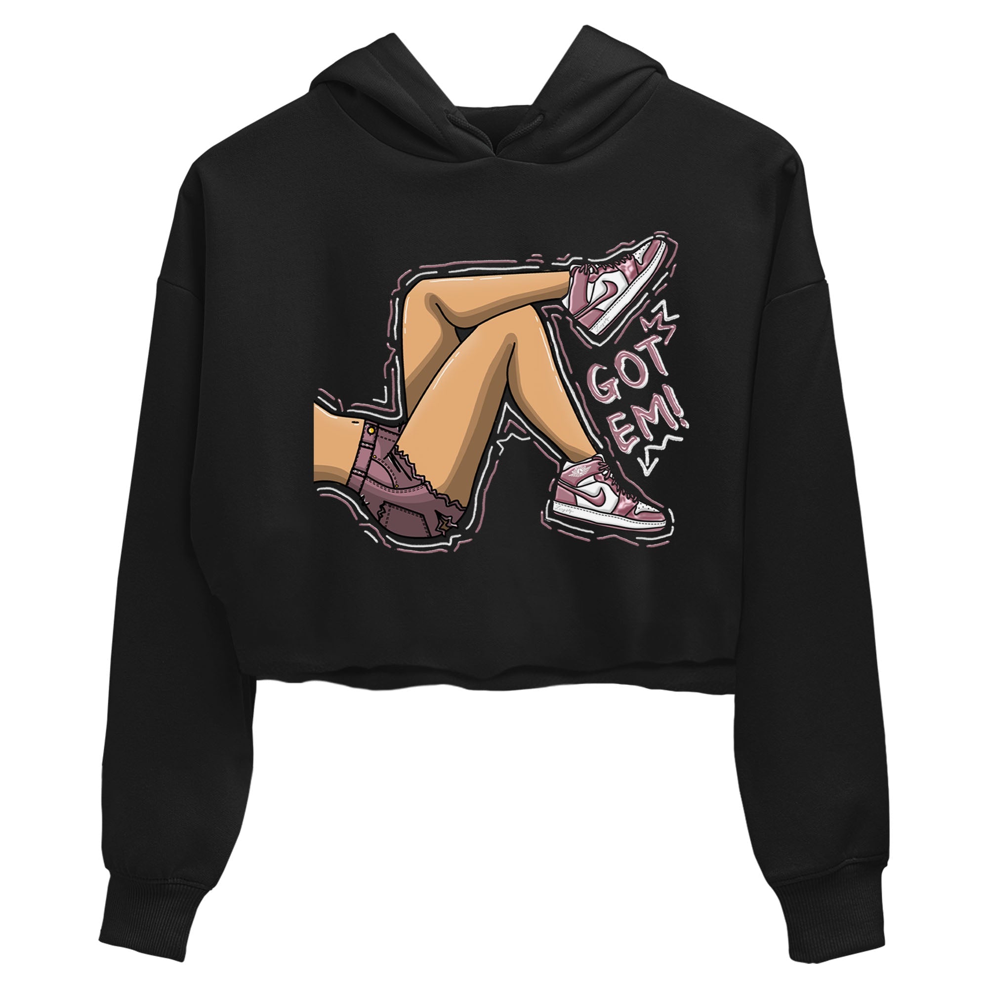 Air Jordan 1 Mauve shirt to match jordans Got Em Legs sneaker tees AJ1 Mauve Drip Gear Zone Sneaker Matching Clothing Brand Black 2 Crop T-Shirt