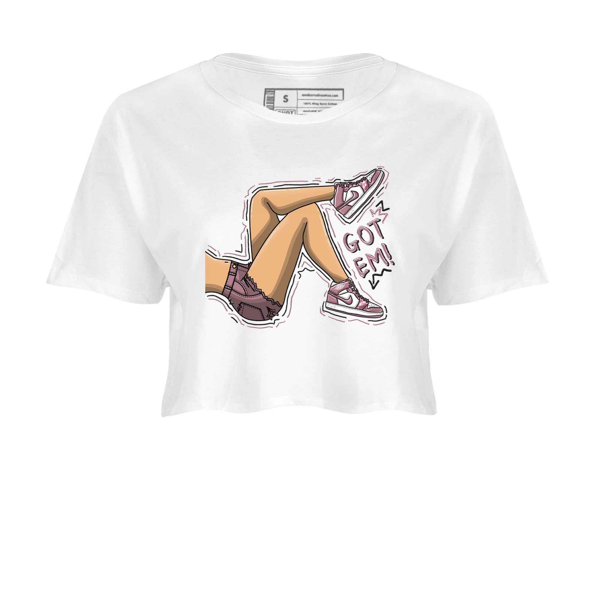Air Jordan 1 Mauve shirt to match jordans Got Em Legs sneaker tees AJ1 Mauve Drip Gear Zone Sneaker Matching Clothing Brand White 2 Crop T-Shirt