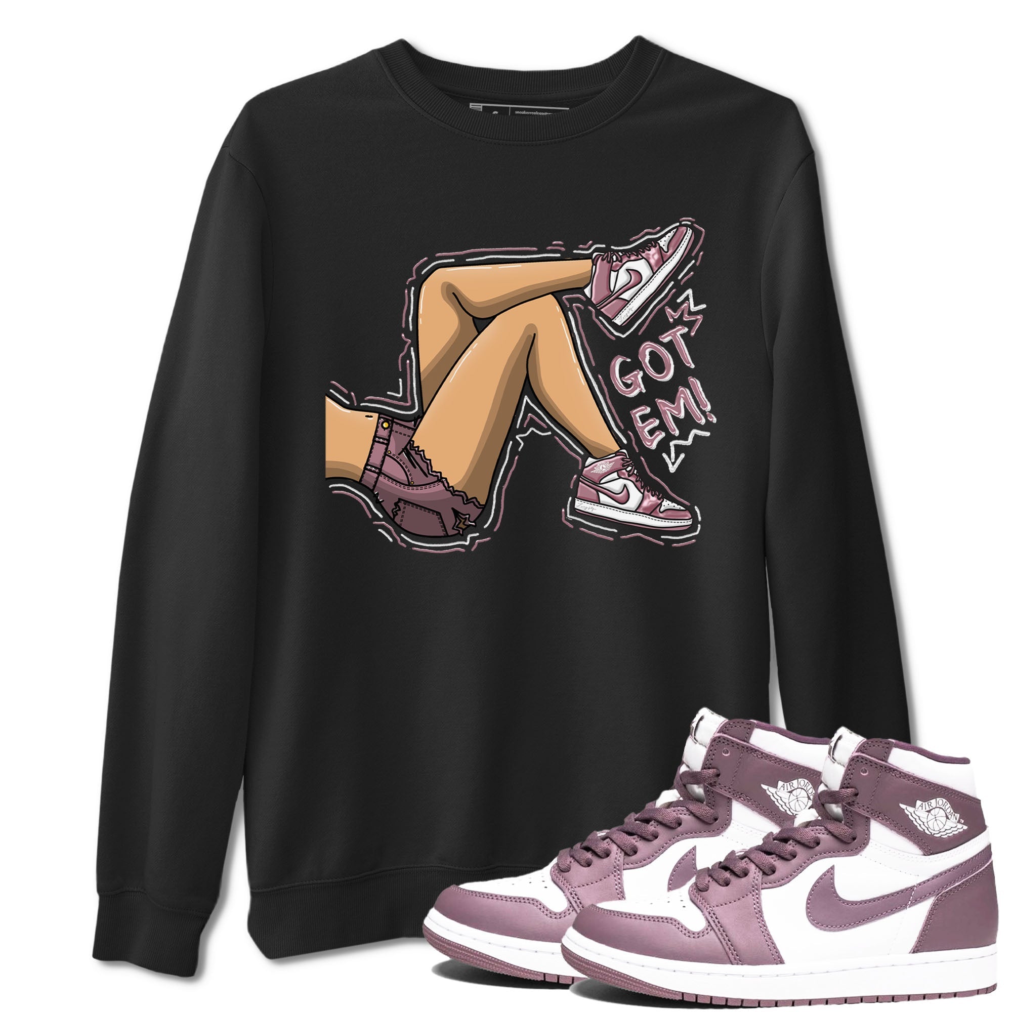 Air Jordan 1 Mauve shirt to match jordans Got Em Legs sneaker tees AJ1 Mauve Drip Gear Zone Sneaker Matching Clothing Brand Unisex Sneaker Tee Black 1 T-Shirt