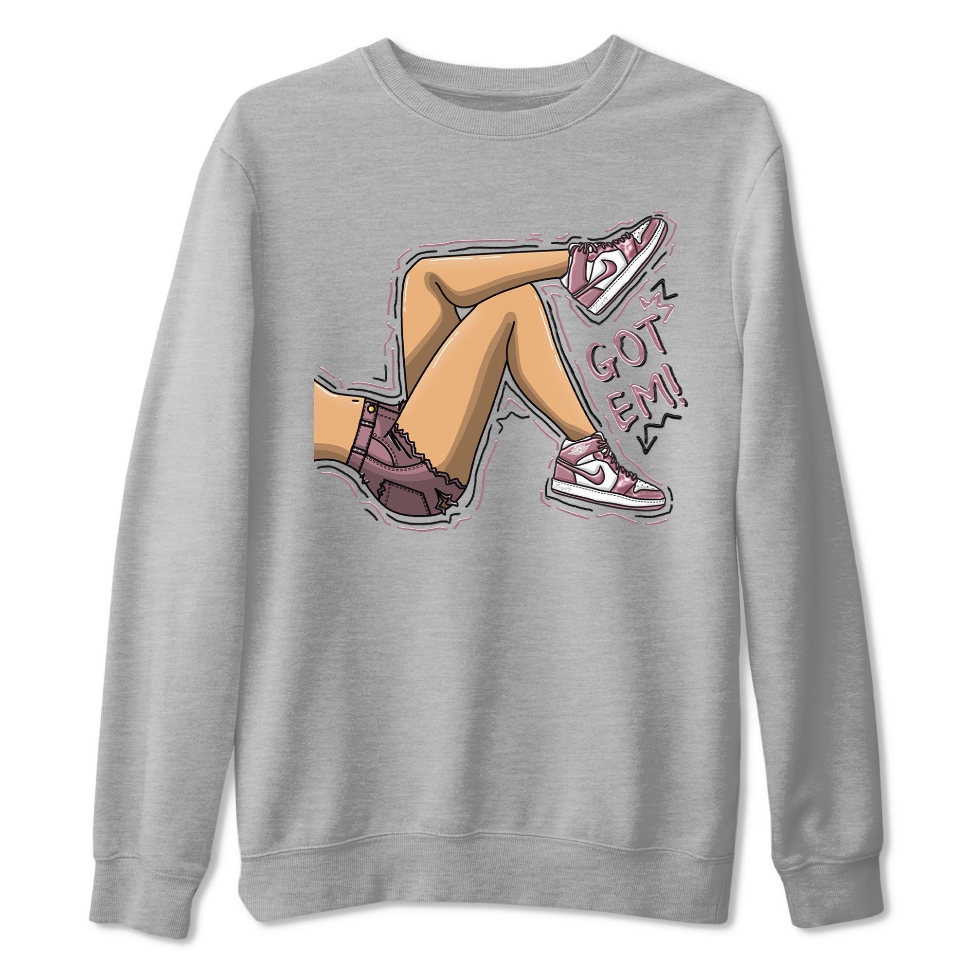 Air Jordan 1 Mauve shirt to match jordans Got Em Legs sneaker tees AJ1 Mauve Drip Gear Zone Sneaker Matching Clothing Brand Unisex Sneaker Tee Heather Grey 2 T-Shirt