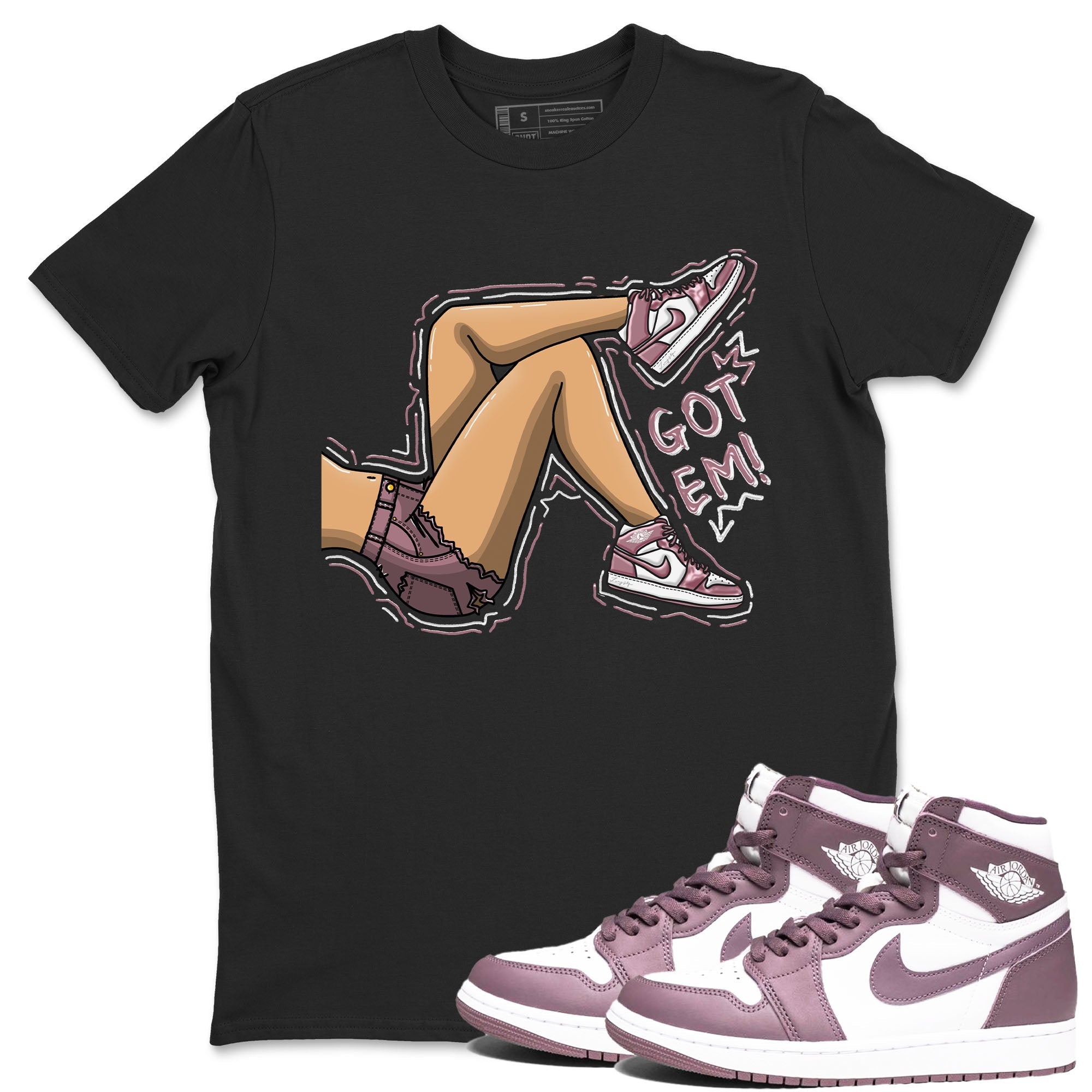 Air Jordan 1 Mauve shirt to match jordans Got Em Legs sneaker tees AJ1 Mauve Drip Gear Zone Sneaker Matching Clothing Brand Unisex Sneaker Tee Black 1 T-Shirt