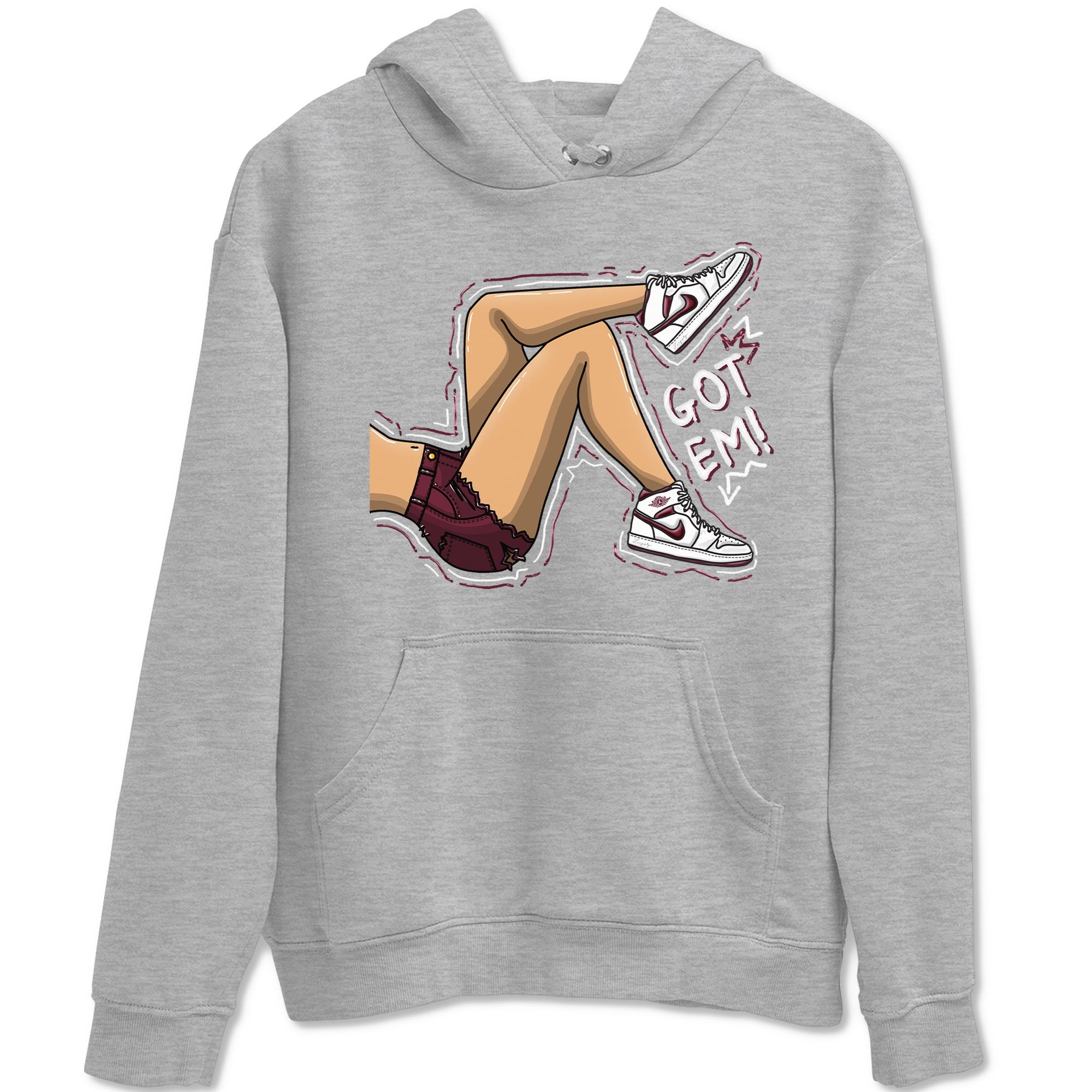 AJ1 Metalic Burgundy shirt to match jordans Got Em Legs sneaker tees Air Jordan 1 Metalic Burgundy Drip Gear Zone unisex cotton Heather Grey 2 crew neck shirt