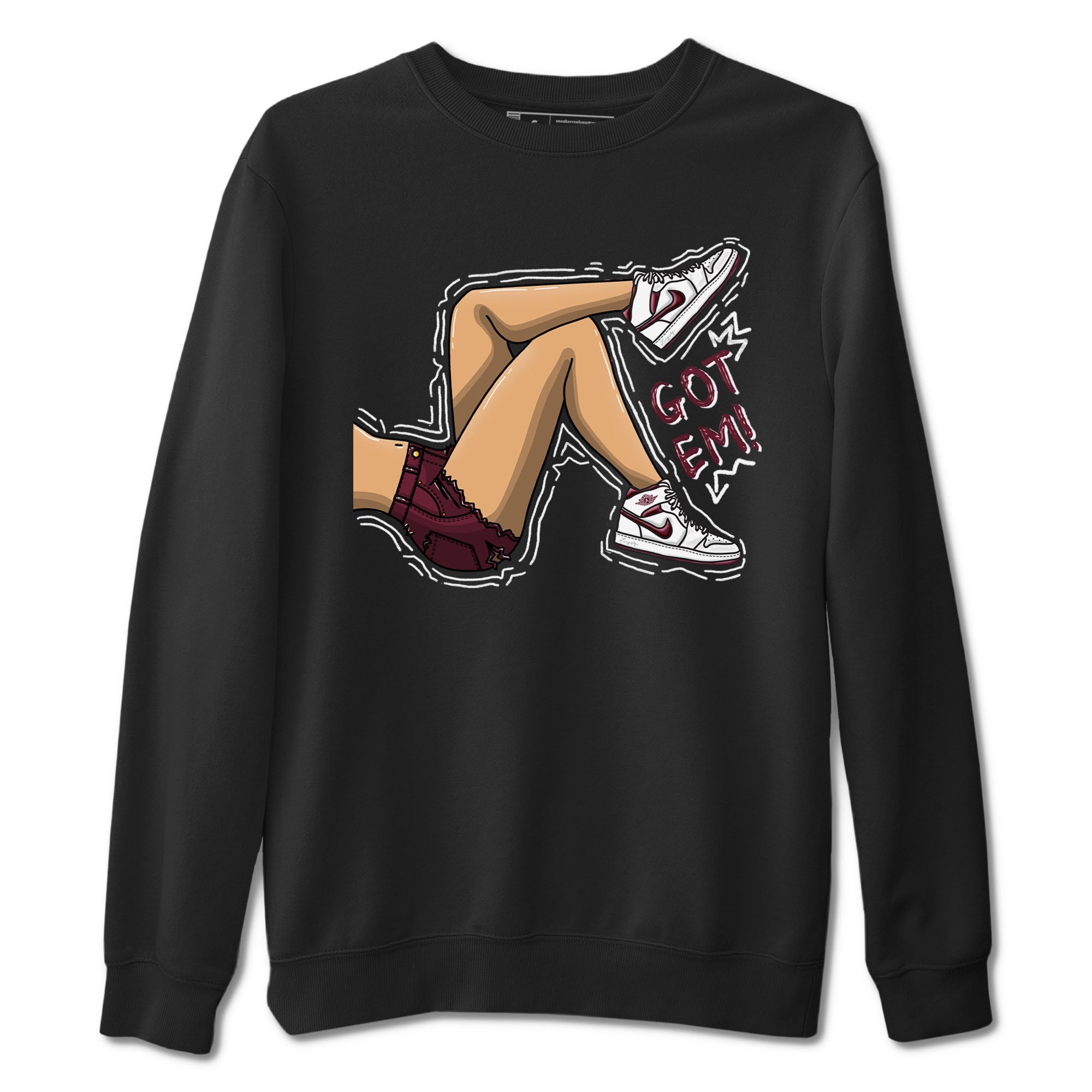 AJ1 Metalic Burgundy shirt to match jordans Got Em Legs sneaker tees Air Jordan 1 Metalic Burgundy Drip Gear Zone unisex cotton Black 2 crew neck shirt