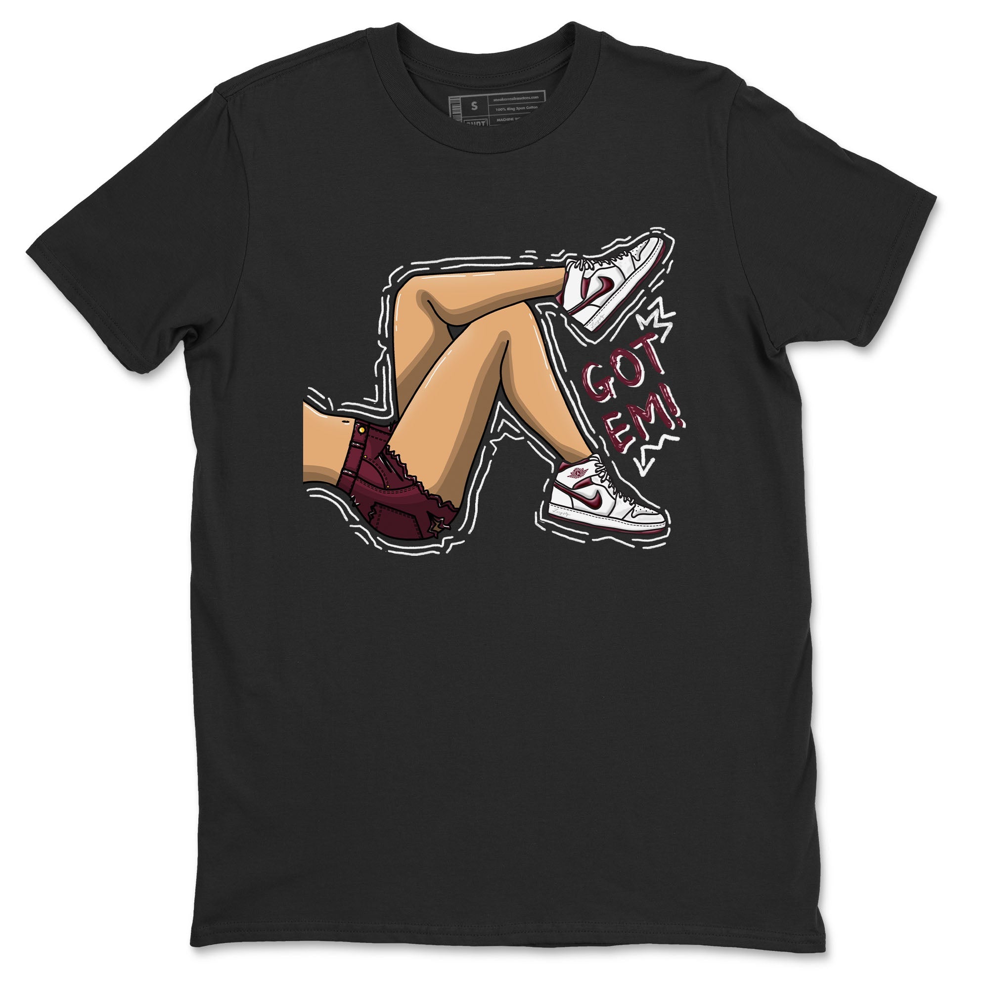 AJ1 Metalic Burgundy shirt to match jordans Got Em Legs sneaker tees Air Jordan 1 Metalic Burgundy Drip Gear Zone unisex cotton Black 2 crew neck shirt