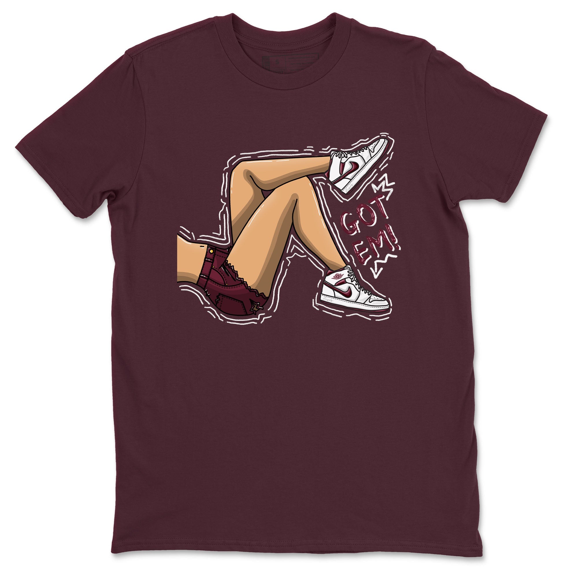 AJ1 Metalic Burgundy shirt to match jordans Got Em Legs sneaker tees Air Jordan 1 Metalic Burgundy Drip Gear Zone unisex cotton Maroon 2 crew neck shirt