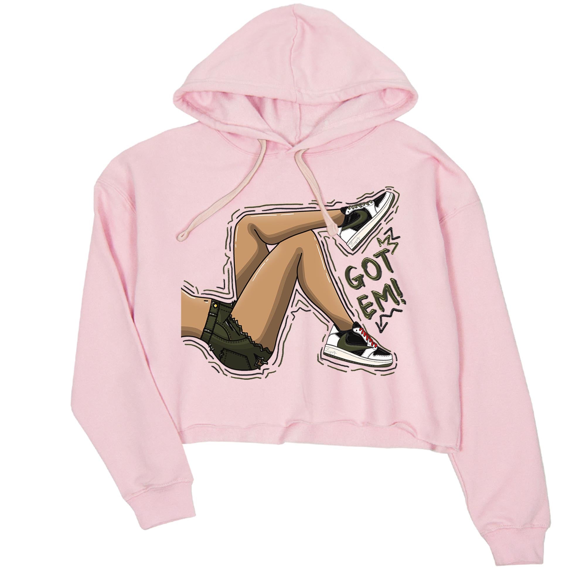Air Jordan 1 Travis Scott Olive Sneaker Match Tees Got Em Legs Streetwear Sneaker Shirt AJ1 Travis Scott Olive Sneaker Release Tees Women's Shirts Pink 2