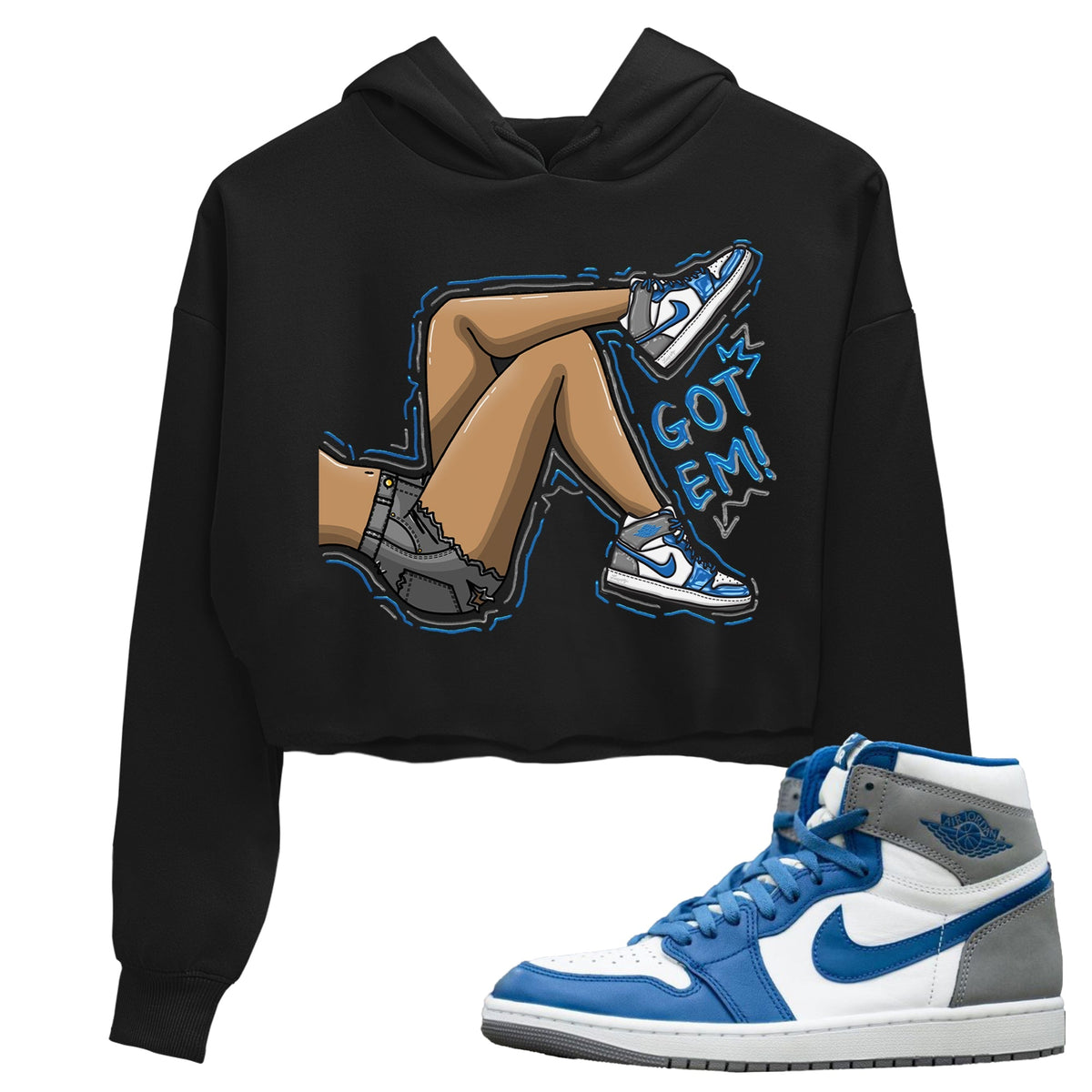 Jordan 1 True Blue Sneaker Matching T-Shirt Got Em Legs Sneaker Tees Jordan 1 True Blue Sneaker Release Tees Women's Shirts