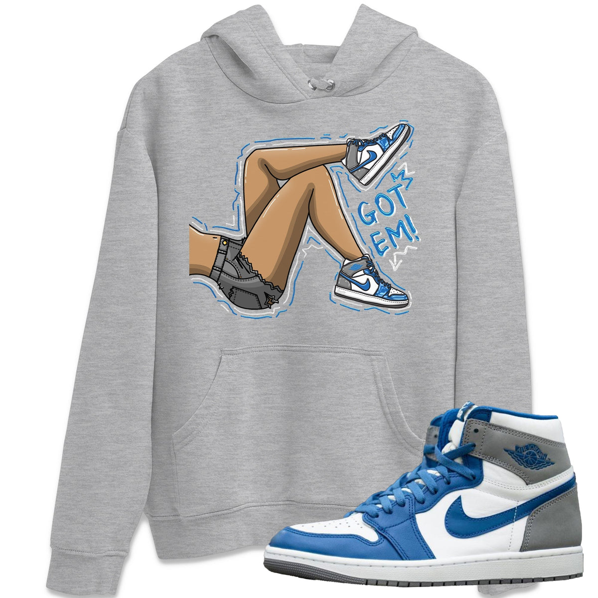Jordan 1 True Blue Sneaker Matching T-Shirt Got Em Legs Sneaker Tees Jordan 1 True Blue Sneaker Release Tees Crew Neck Tees