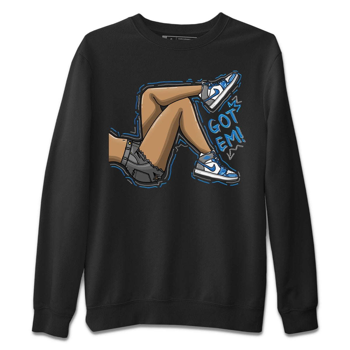 Jordan 1 True Blue Sneaker Matching T-Shirt Got Em Legs Sneaker Tees Jordan 1 True Blue Sneaker Release Tees Crew Neck Tees