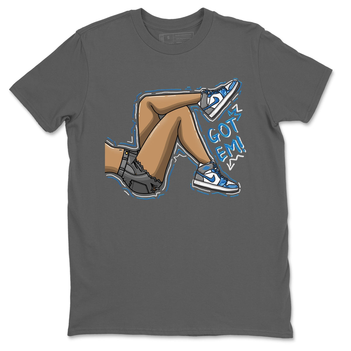 Jordan 1 True Blue Sneaker Matching T-Shirt Got Em Legs Sneaker Tees Jordan 1 True Blue Sneaker Release Tees Crew Neck Tees