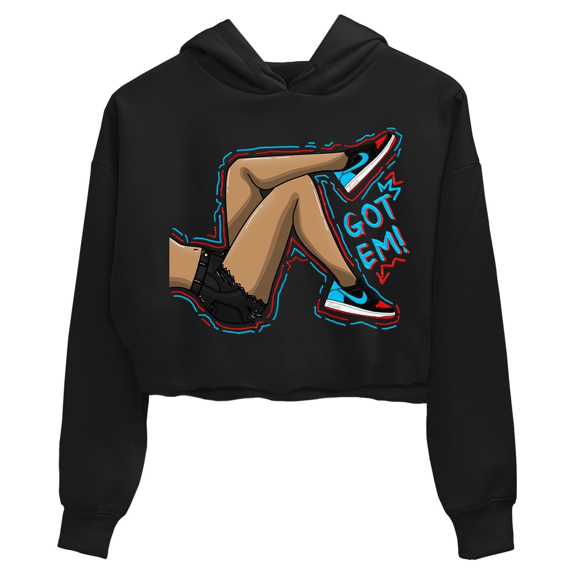 Air Jordan 1 Low UNC to Chicago shirt to match jordans Got Em Legs Streetwear Sneaker Shirt Air Jordan 1 UNC to Chicago Drip Gear Zone Sneaker Matching Clothing Black 2 Crop T-Shirt