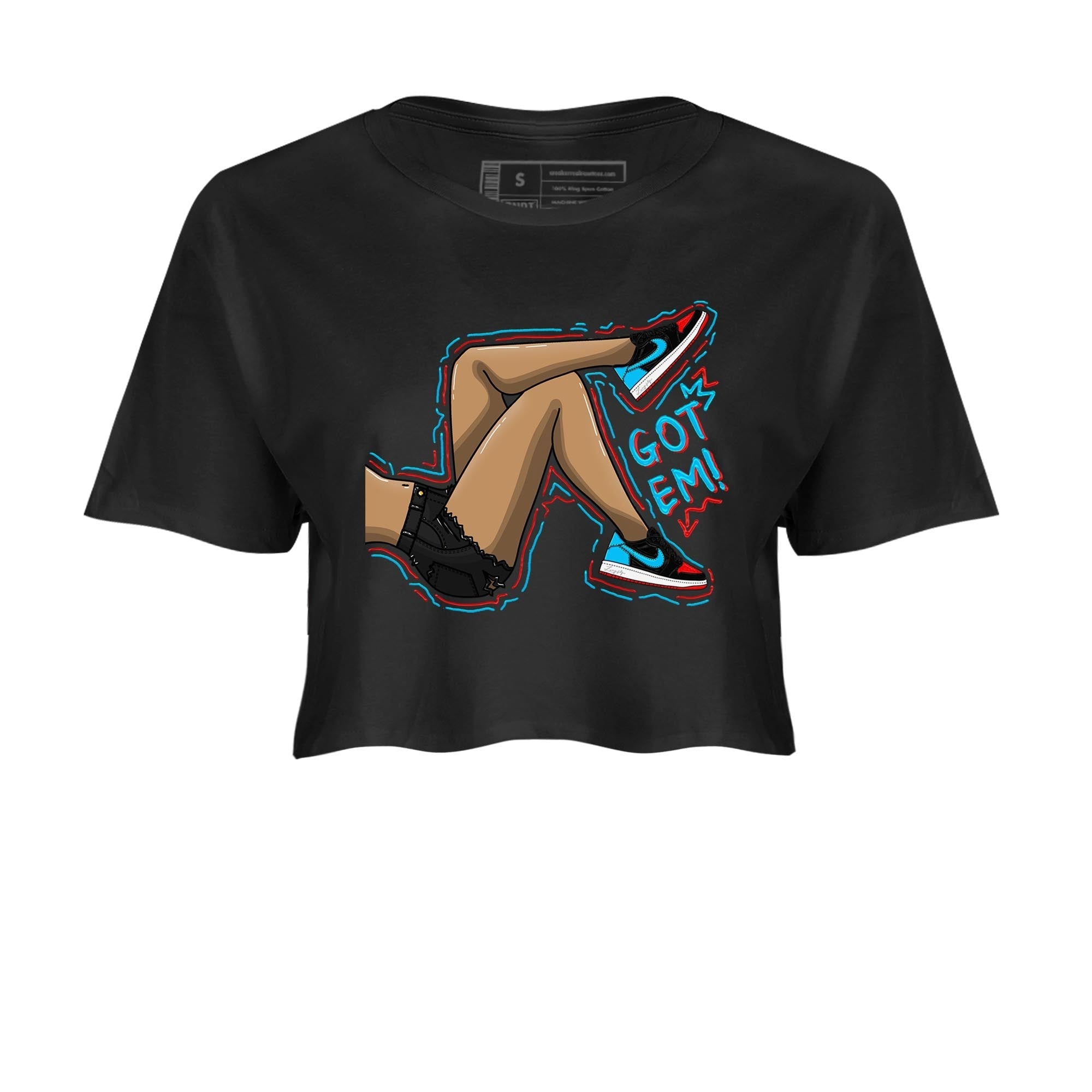 Air Jordan 1 Low UNC to Chicago shirt to match jordans Got Em Legs Streetwear Sneaker Shirt Air Jordan 1 UNC to Chicago Drip Gear Zone Sneaker Matching Clothing Black 2 Crop T-Shirt