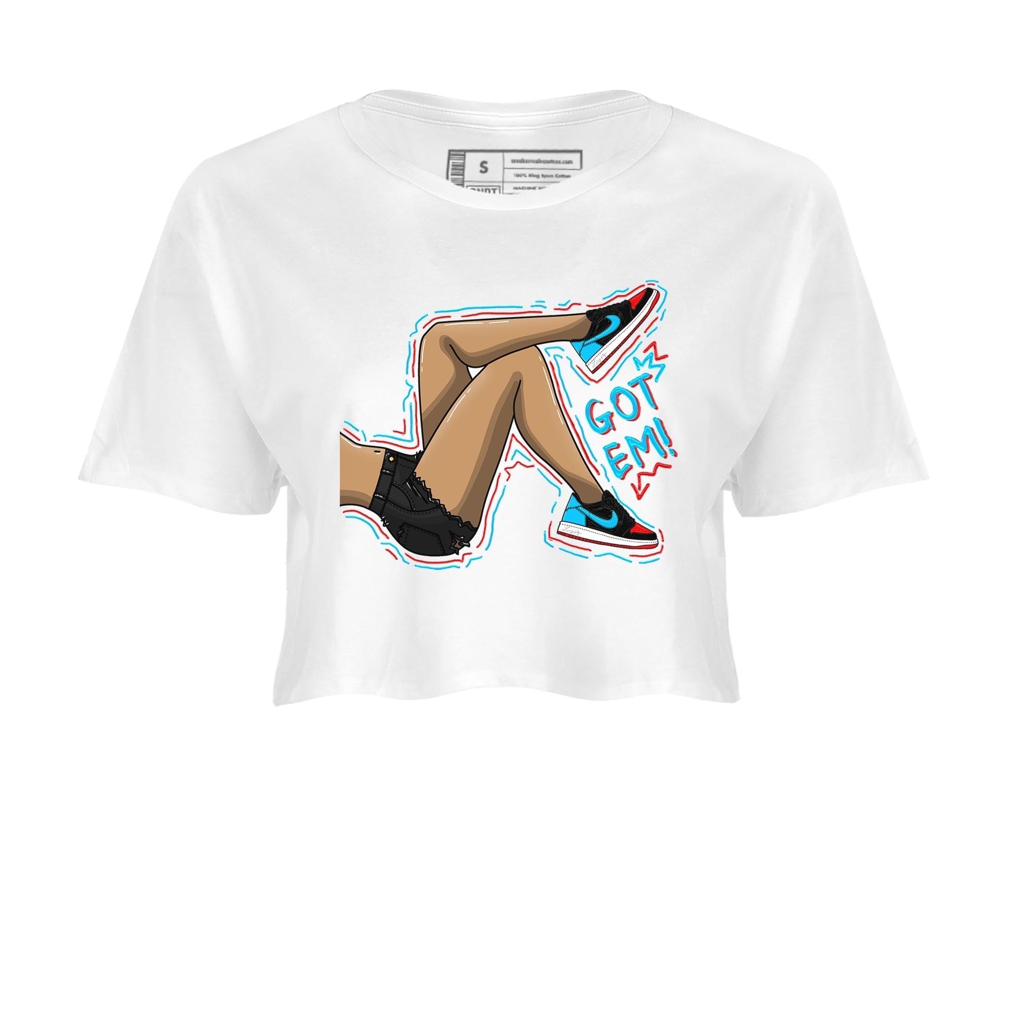 Air Jordan 1 Low UNC to Chicago shirt to match jordans Got Em Legs Streetwear Sneaker Shirt Air Jordan 1 UNC to Chicago Drip Gear Zone Sneaker Matching Clothing White 2 Crop T-Shirt