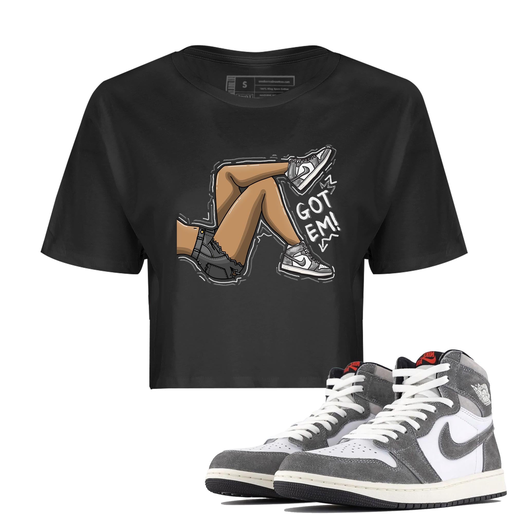 1s High OG Washed Heritage Sneaker Match Tees Got Em Legs Streetwear Sneaker Shirt Air Jordan 1 Washed Heritage Sneaker Release Tees Women's Shirts Black 1
