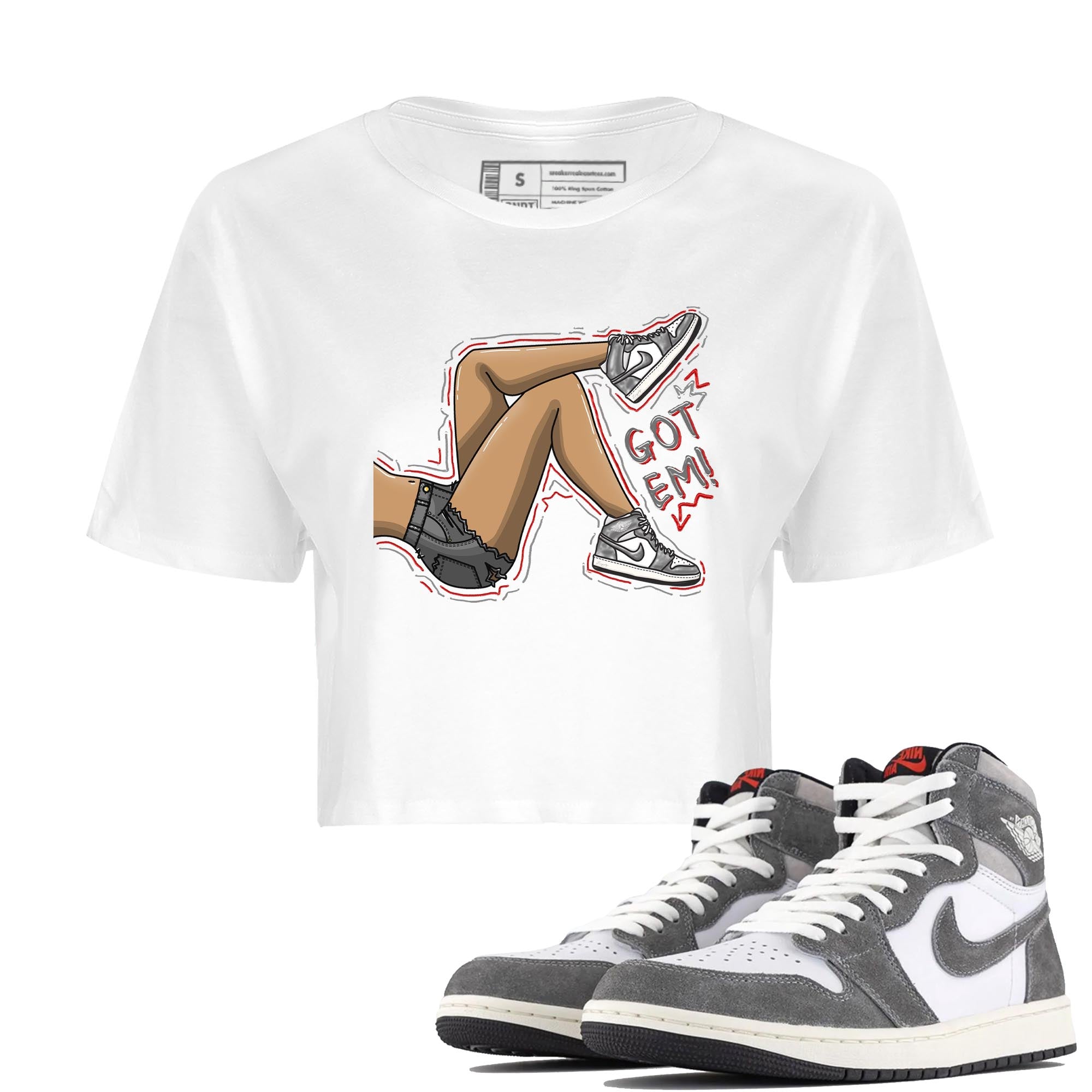 1s High OG Washed Heritage Sneaker Match Tees Got Em Legs Streetwear Sneaker Shirt Air Jordan 1 Washed Heritage Sneaker Release Tees Women's Shirts White 1