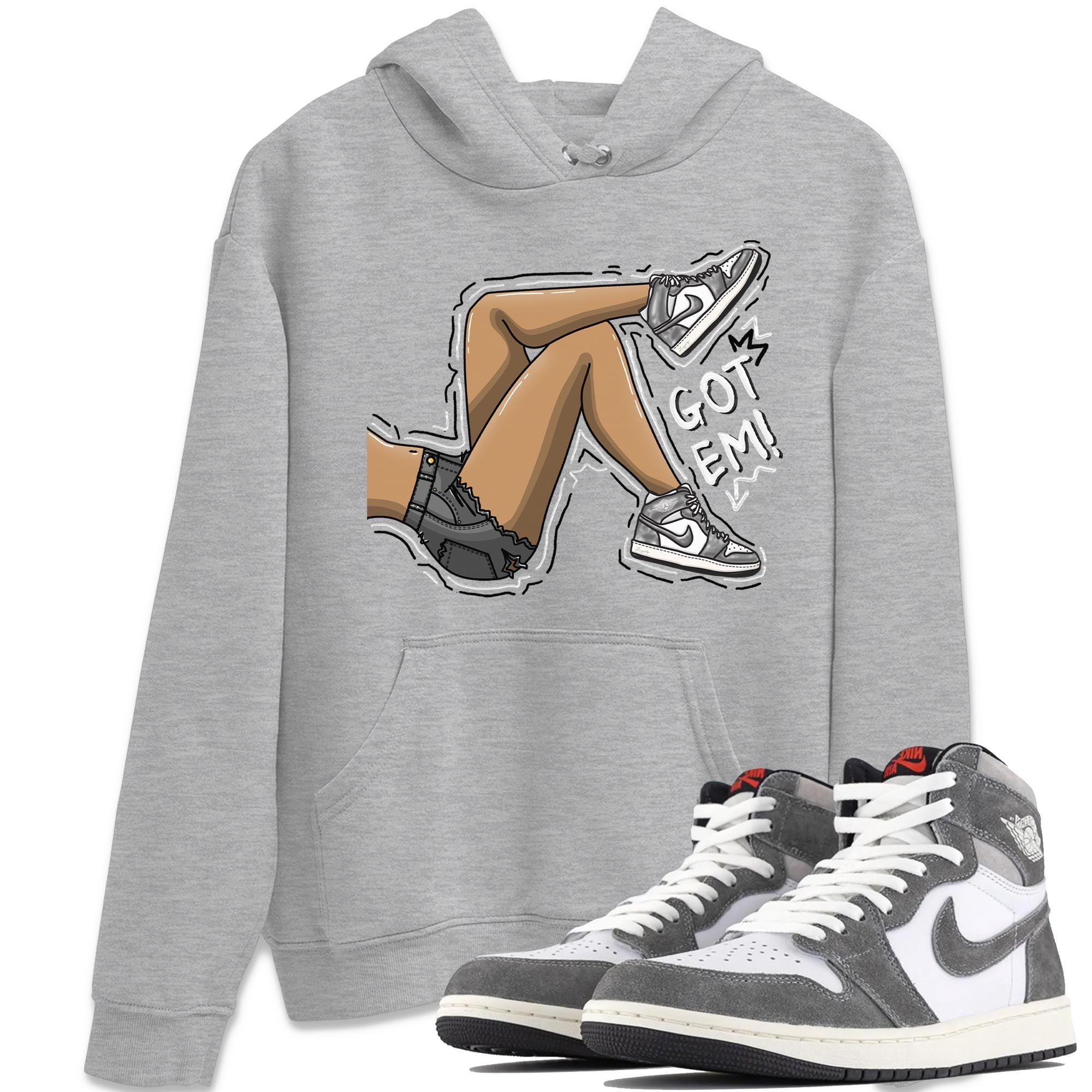 1s High OG Washed Heritage Sneaker Match Tees Got Em Legs Streetwear Sneaker Shirt Air Jordan 1 Washed Heritage Sneaker Release Tees Unisex Shirts Heather Grey 1