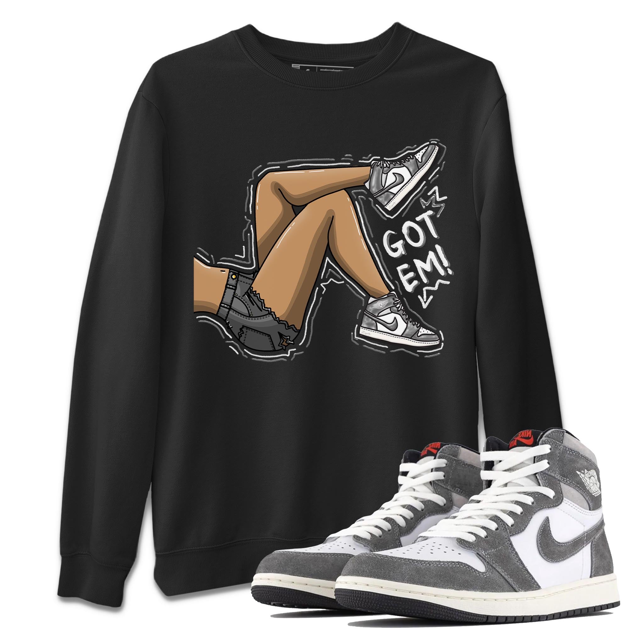 1s High OG Washed Heritage Sneaker Match Tees Got Em Legs Streetwear Sneaker Shirt Air Jordan 1 Washed Heritage Sneaker Release Tees Unisex Shirts Black 1