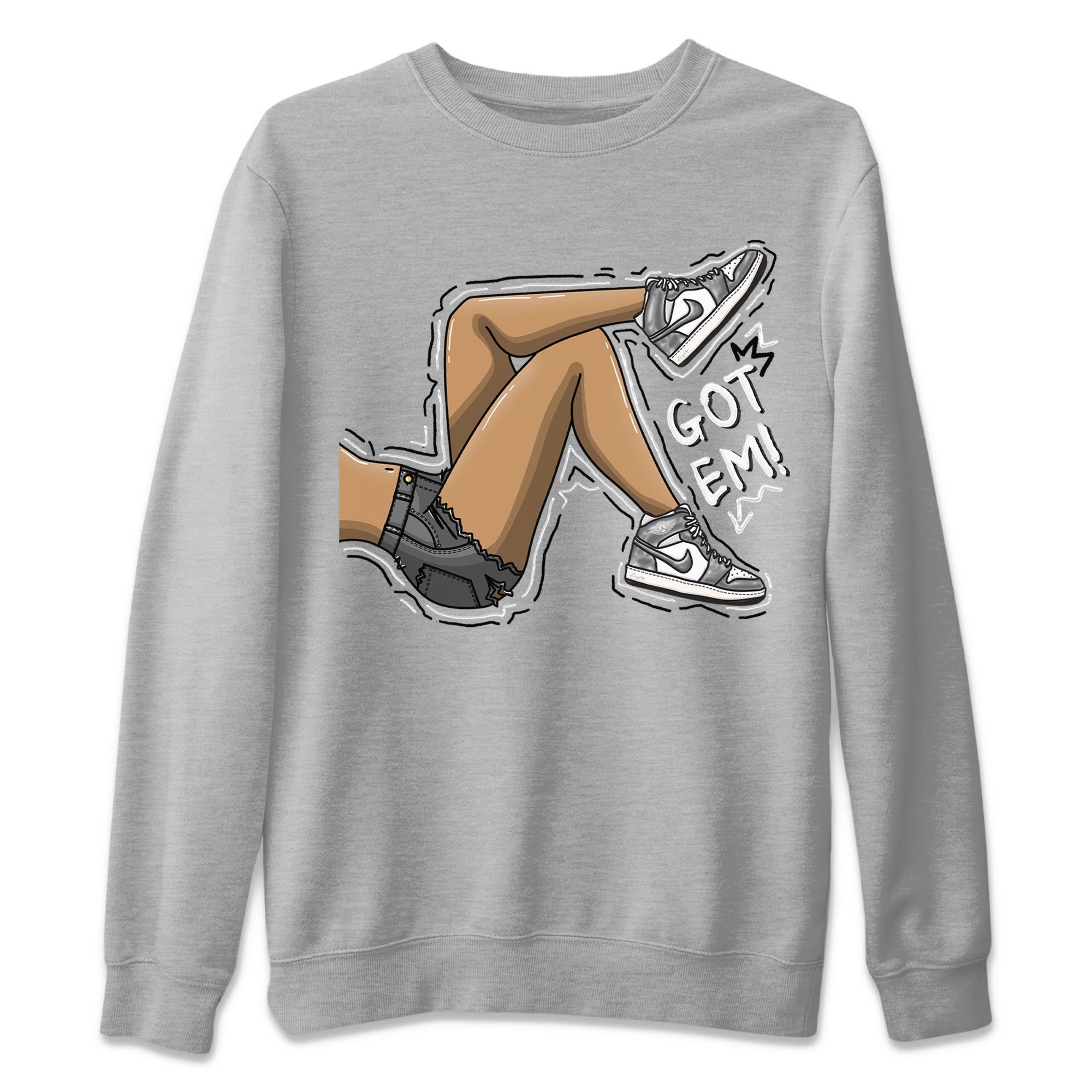 1s High OG Washed Heritage Sneaker Match Tees Got Em Legs Streetwear Sneaker Shirt Air Jordan 1 Washed Heritage Sneaker Release Tees Unisex Shirts Heather Grey 2
