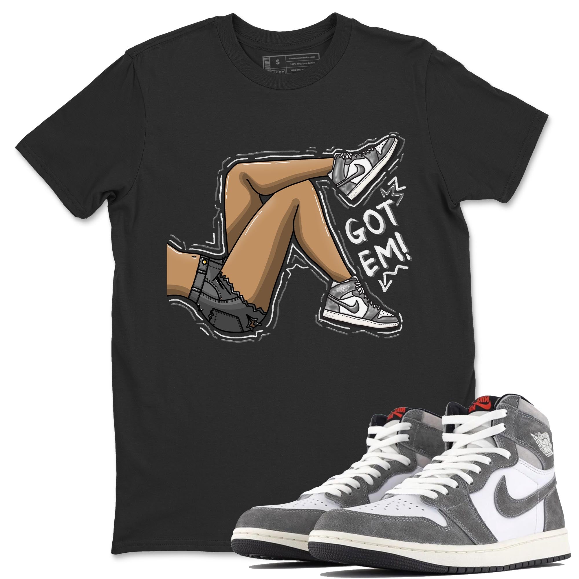 1s High OG Washed Heritage Sneaker Match Tees Got Em Legs Streetwear Sneaker Shirt Air Jordan 1 Washed Heritage Sneaker Release Tees Unisex Shirts Black 1
