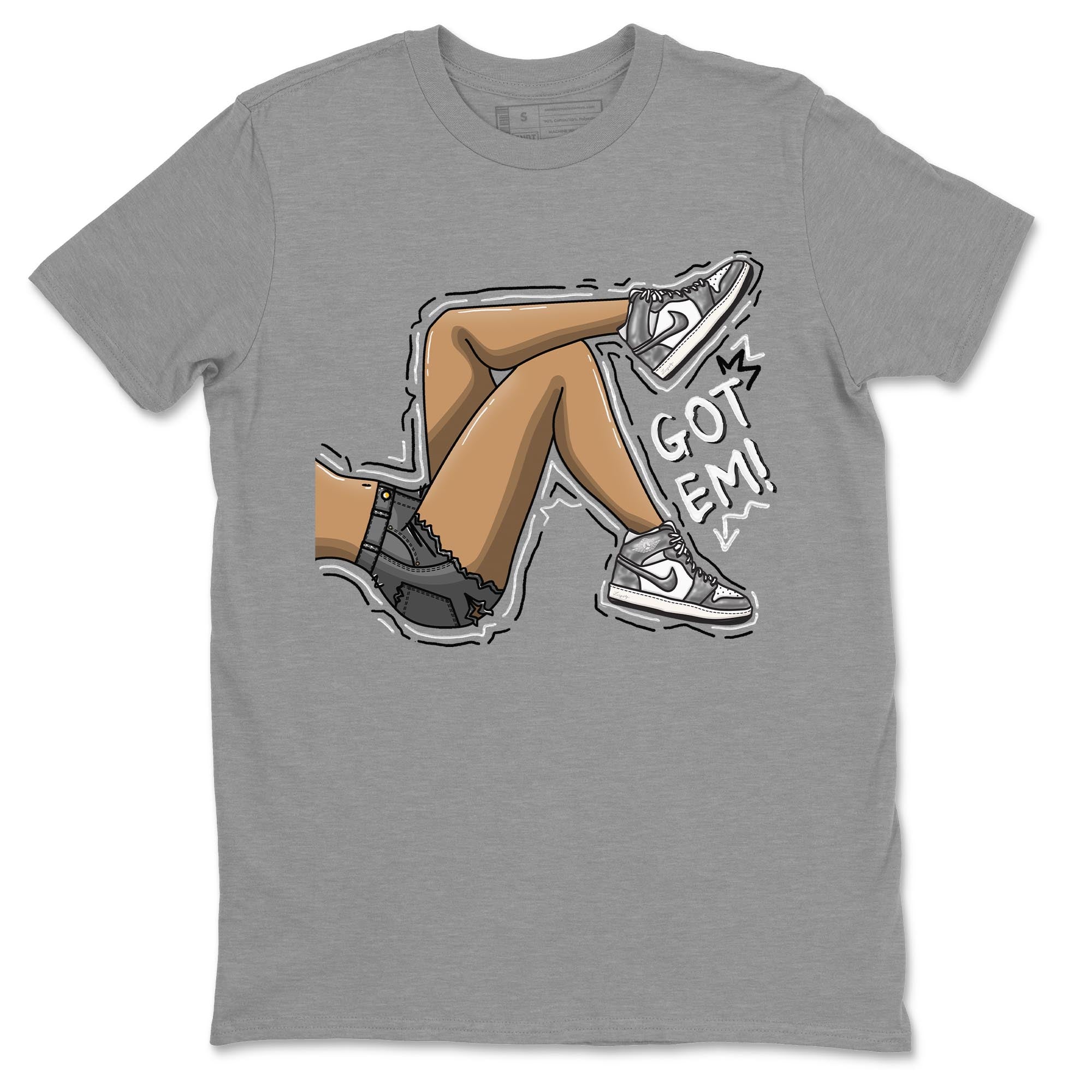 1s High OG Washed Heritage Sneaker Match Tees Got Em Legs Streetwear Sneaker Shirt Air Jordan 1 Washed Heritage Sneaker Release Tees Unisex Shirts Heather Grey 2
