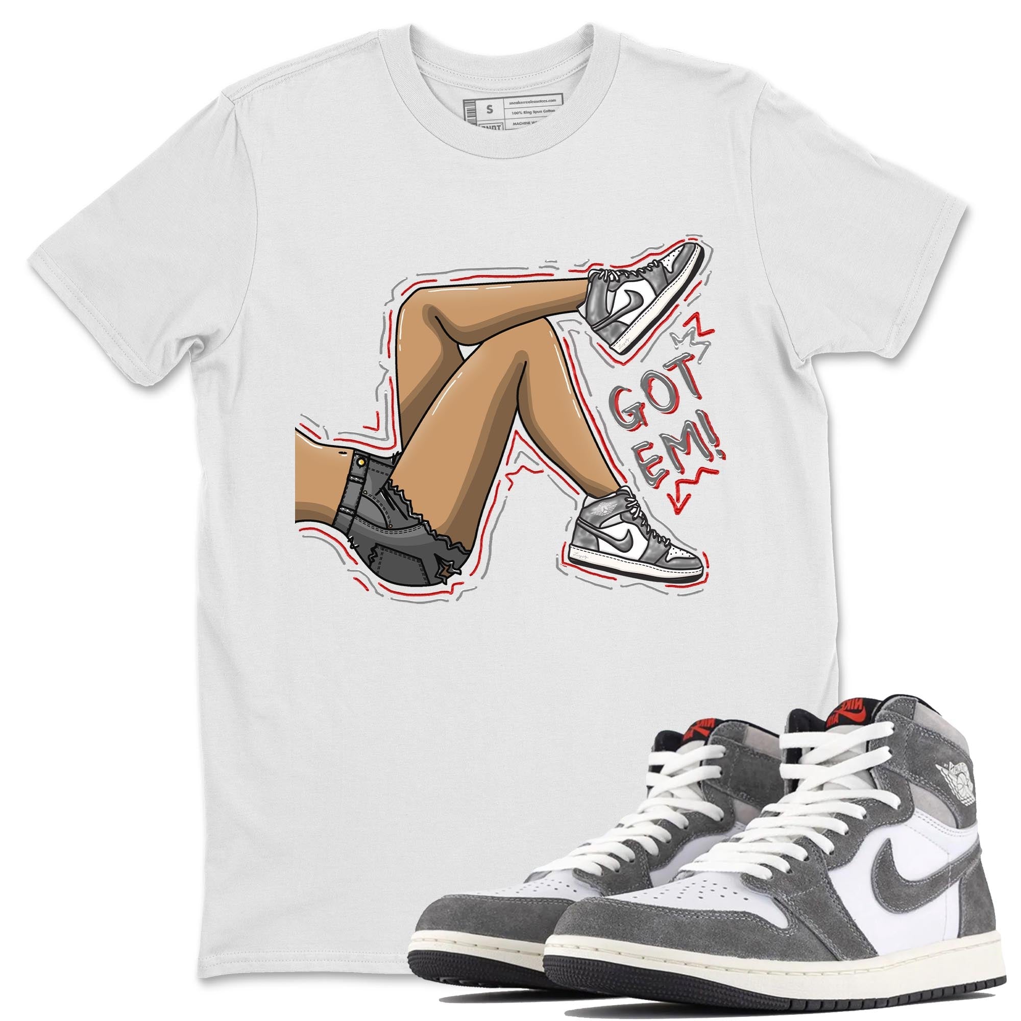 1s High OG Washed Heritage Sneaker Match Tees Got Em Legs Streetwear Sneaker Shirt Air Jordan 1 Washed Heritage Sneaker Release Tees Unisex Shirts White 1