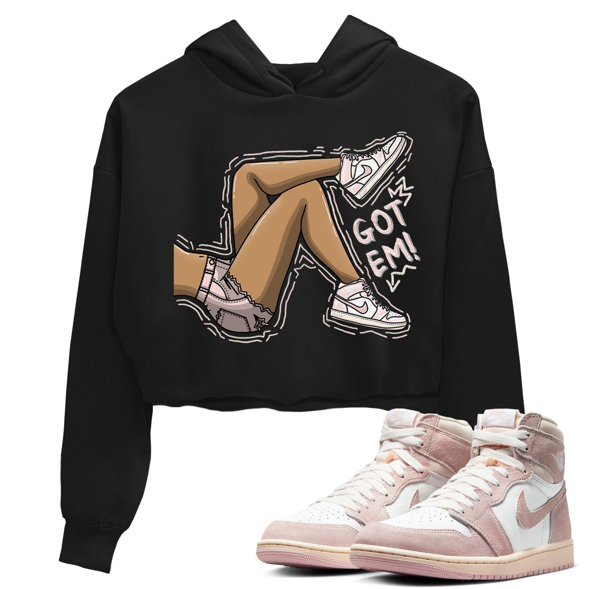 Air Jordan 1 Washed Pink Sneaker Match Tees Got Em Legs Streetwear Sneaker Shirt AJ1 Washed Pink Sneaker Release Tees Women's Shirts Black 1