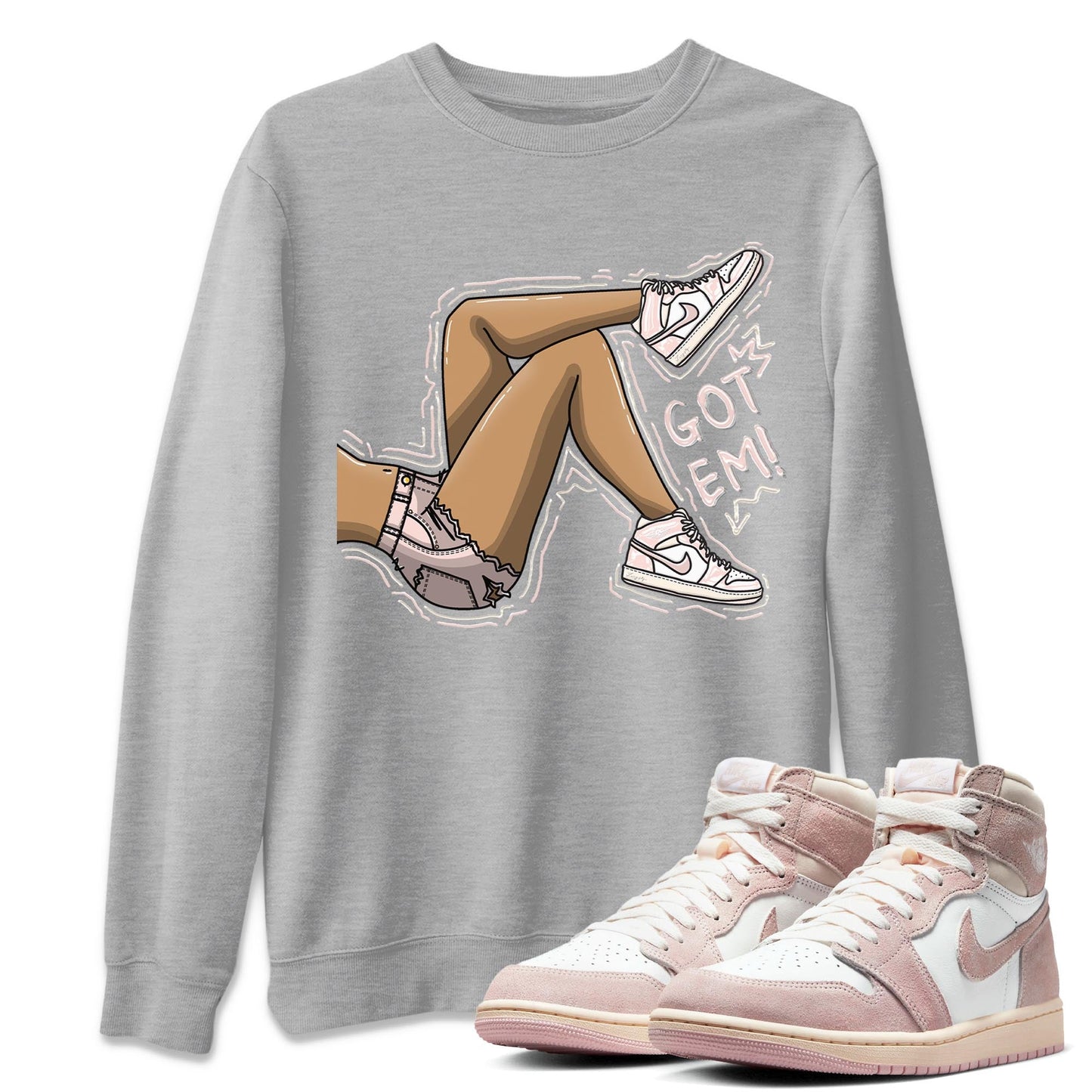 Air Jordan 1 Washed Pink Got Em Legs Crew Neck Streetwear Sneaker Shirt AJ1 Washed Pink Sneaker T-Shirts Washing and Care Tip