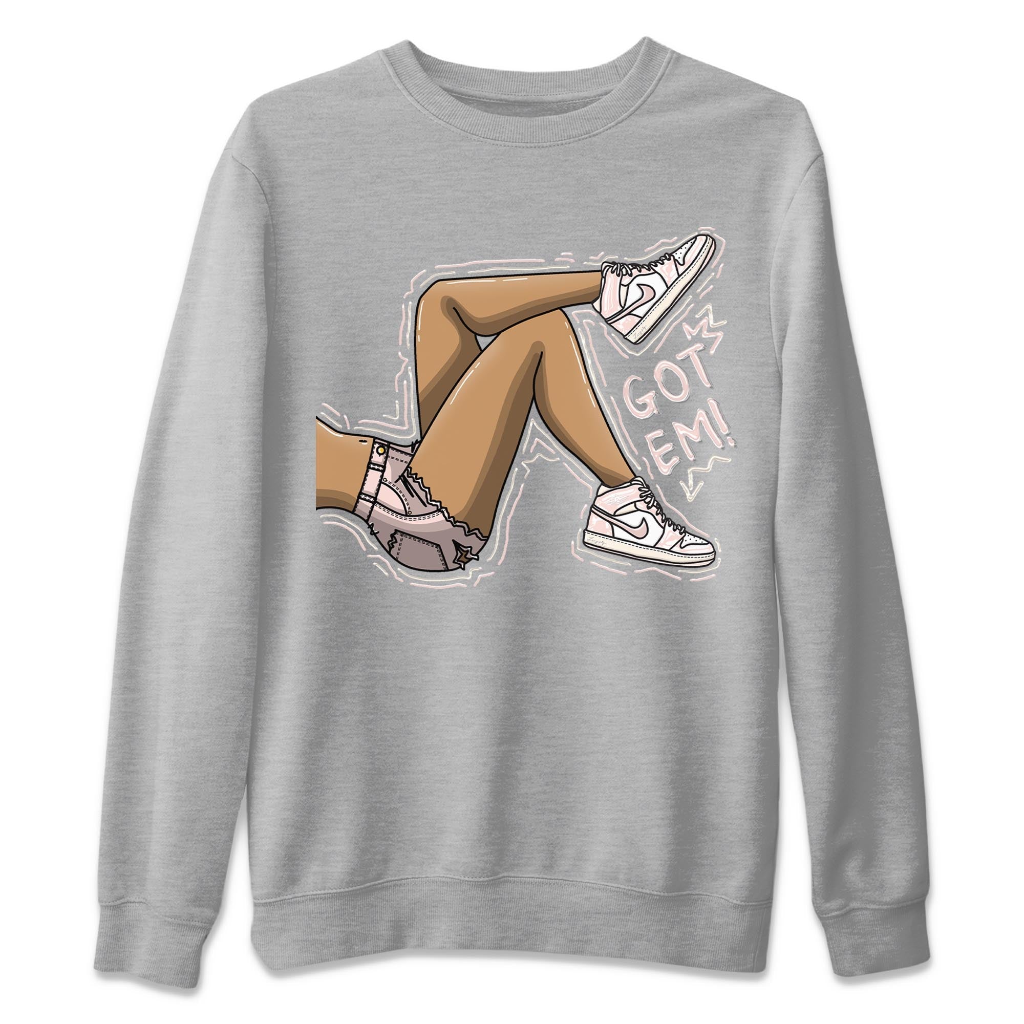 Air Jordan 1 Washed Pink Sneaker Match Tees Got Em Legs Streetwear Sneaker Shirt AJ1 Washed Pink Sneaker Release Tees Unisex Shirts Heather Grey 2