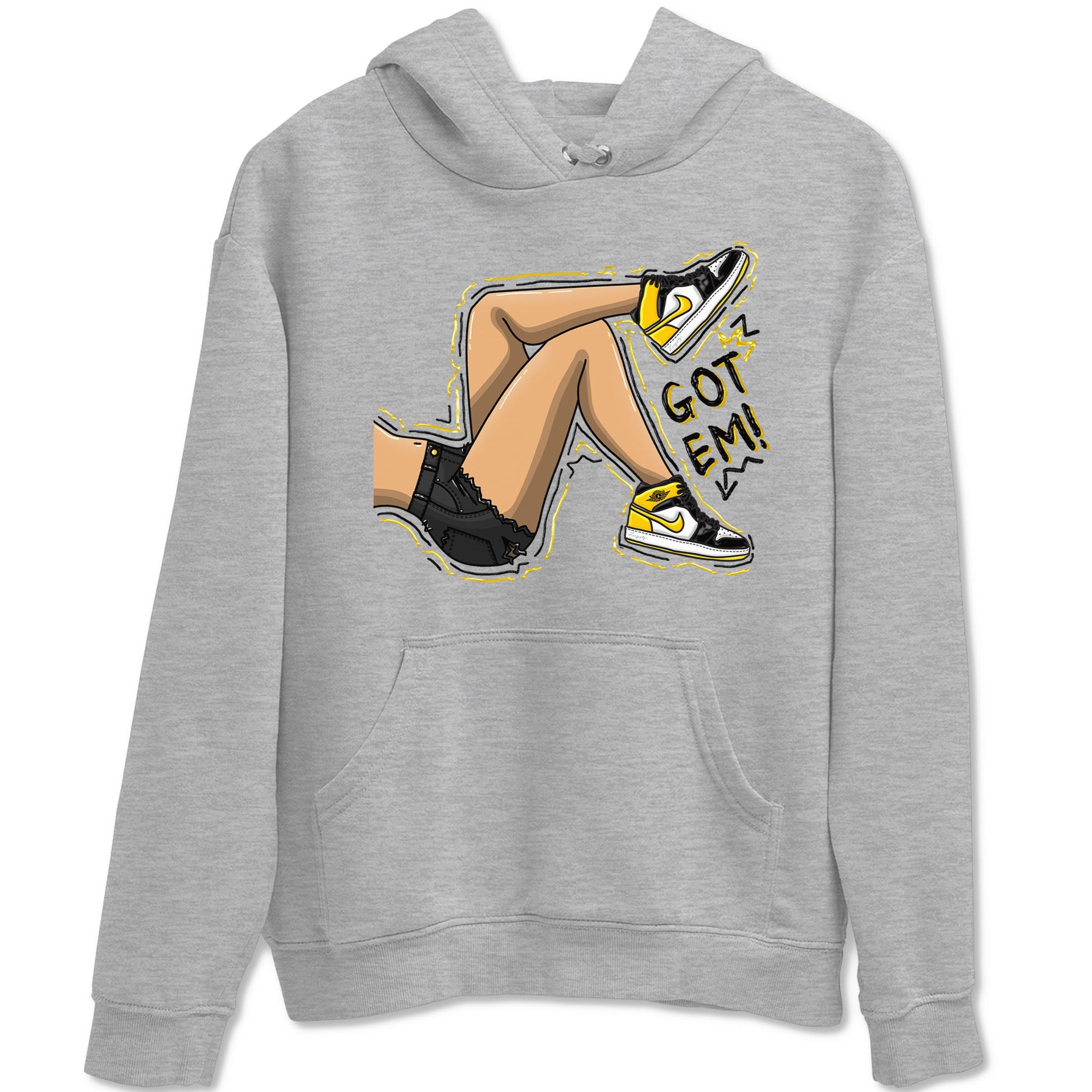 1s Yellow Ochre shirt to match jordans Got Em Legs sneaker tees Air Jordan 1 High OG Yellow Ochre Drip Gear Zone unisex cotton Heather Grey 2 crew neck shirt