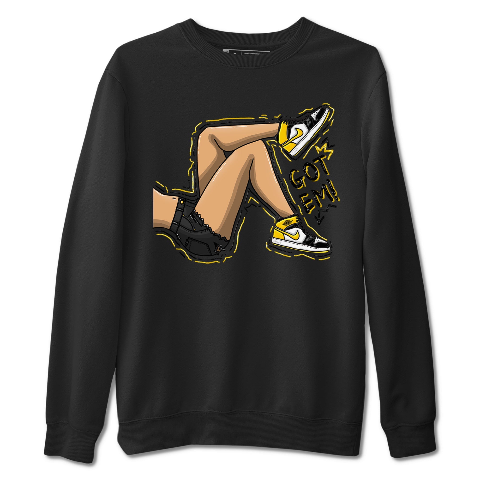 1s Yellow Ochre shirt to match jordans Got Em Legs sneaker tees Air Jordan 1 High OG Yellow Ochre Drip Gear Zone unisex cotton Black 2 crew neck shirt