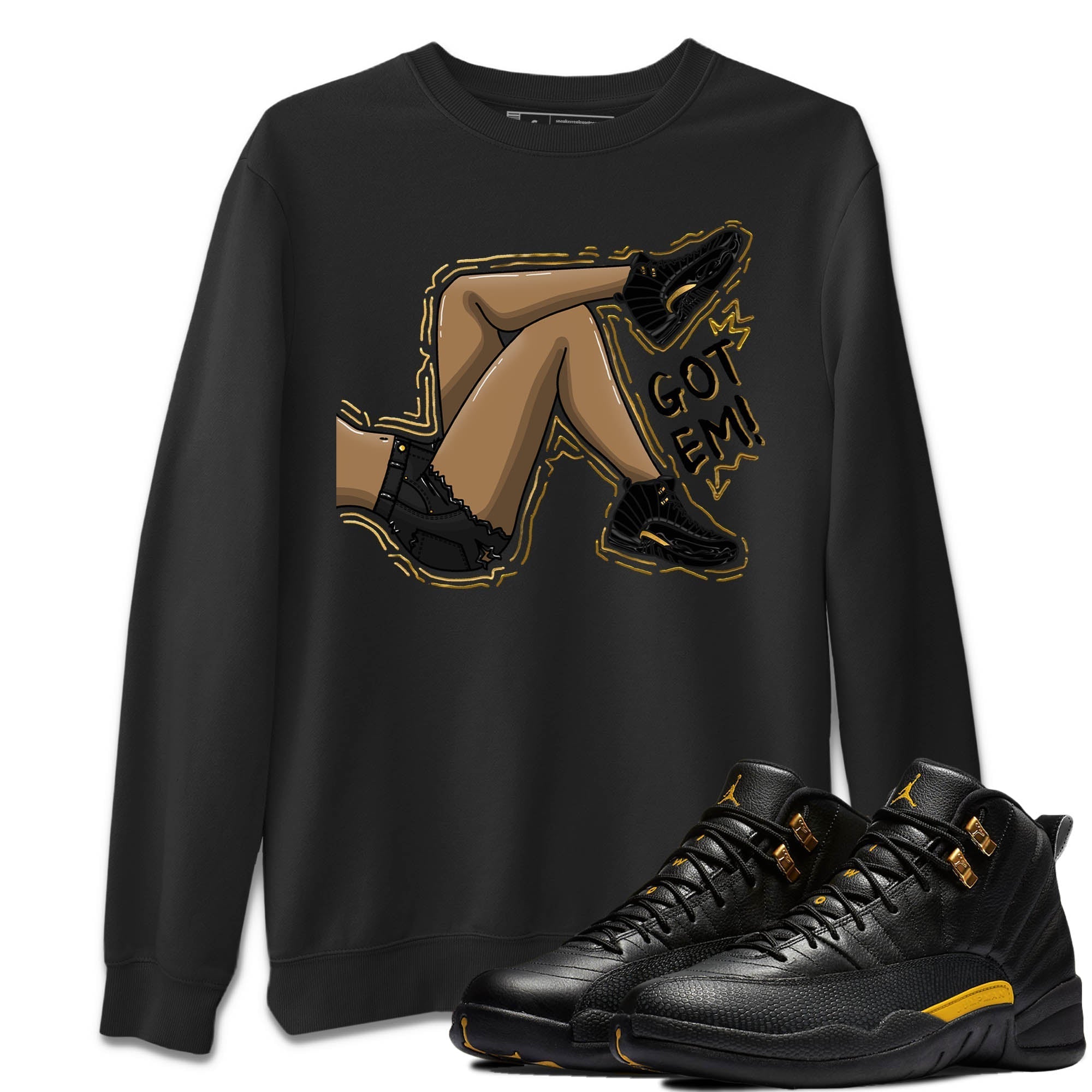 Jordan 12 Black Taxi Sneaker Matching T-Shirt Got Em Legs Sneaker Tees Jordan 12 Black Taxi Sneaker Release Tees Crew Neck Tees