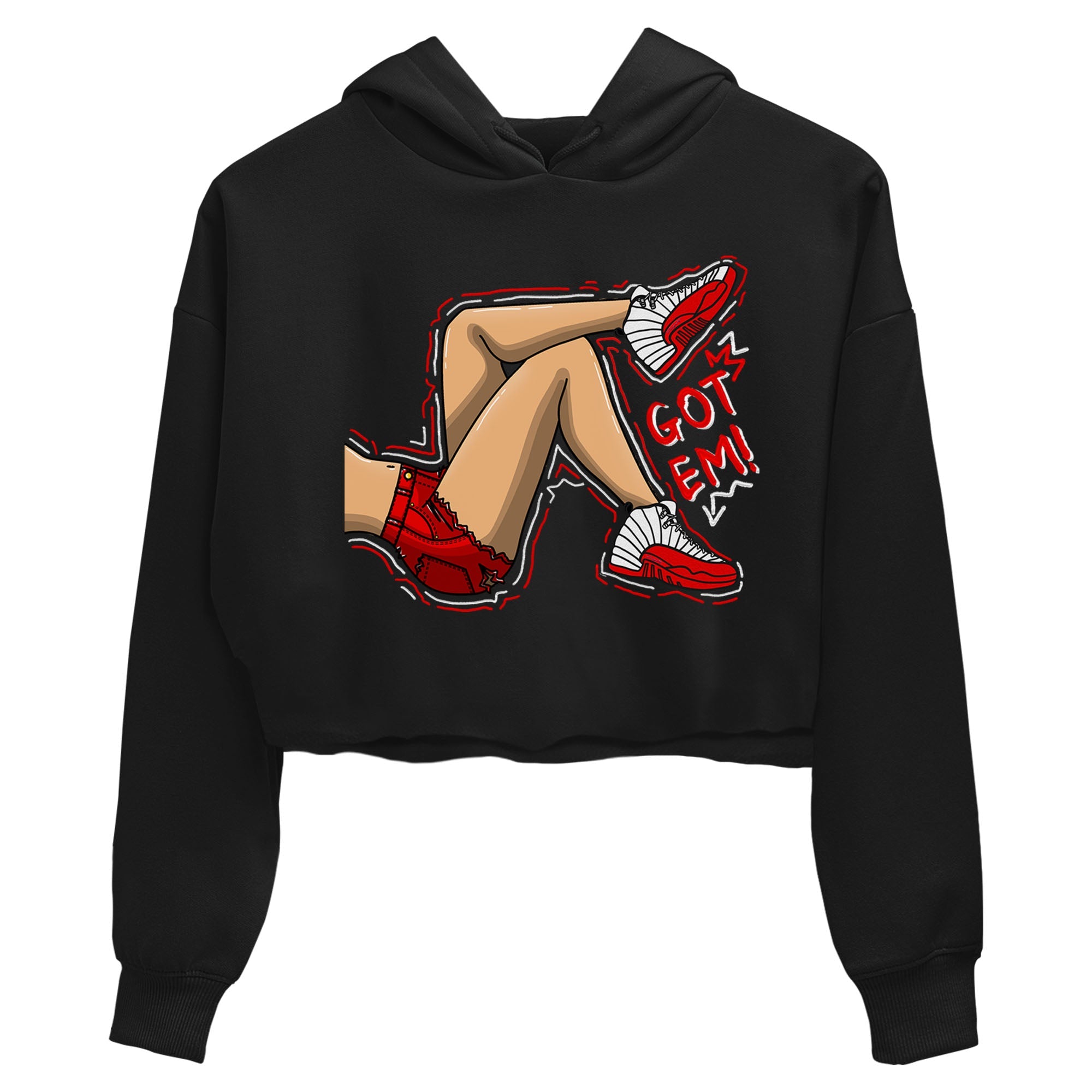 Jordan 12 Retro Cherry shirt to match jordans Varsity Red Got Em Legs special sneaker matching tees 12s Cherry Drip Gear Zone Black 2 Crop T-Shirt