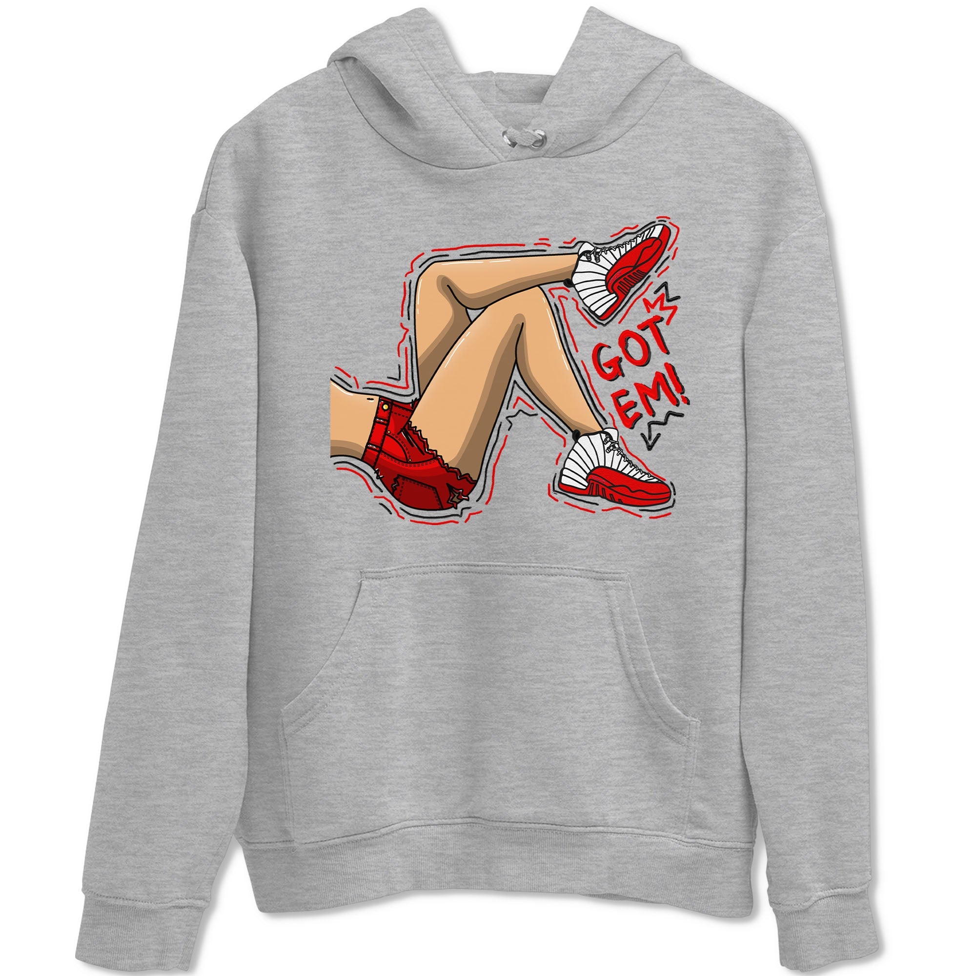 Jordan 12 Retro Cherry shirt to match jordans Varsity Red Got Em Legs special sneaker matching tees 12s Cherry Drip Gear Zone Unisex Heather Grey 2 T-Shirt