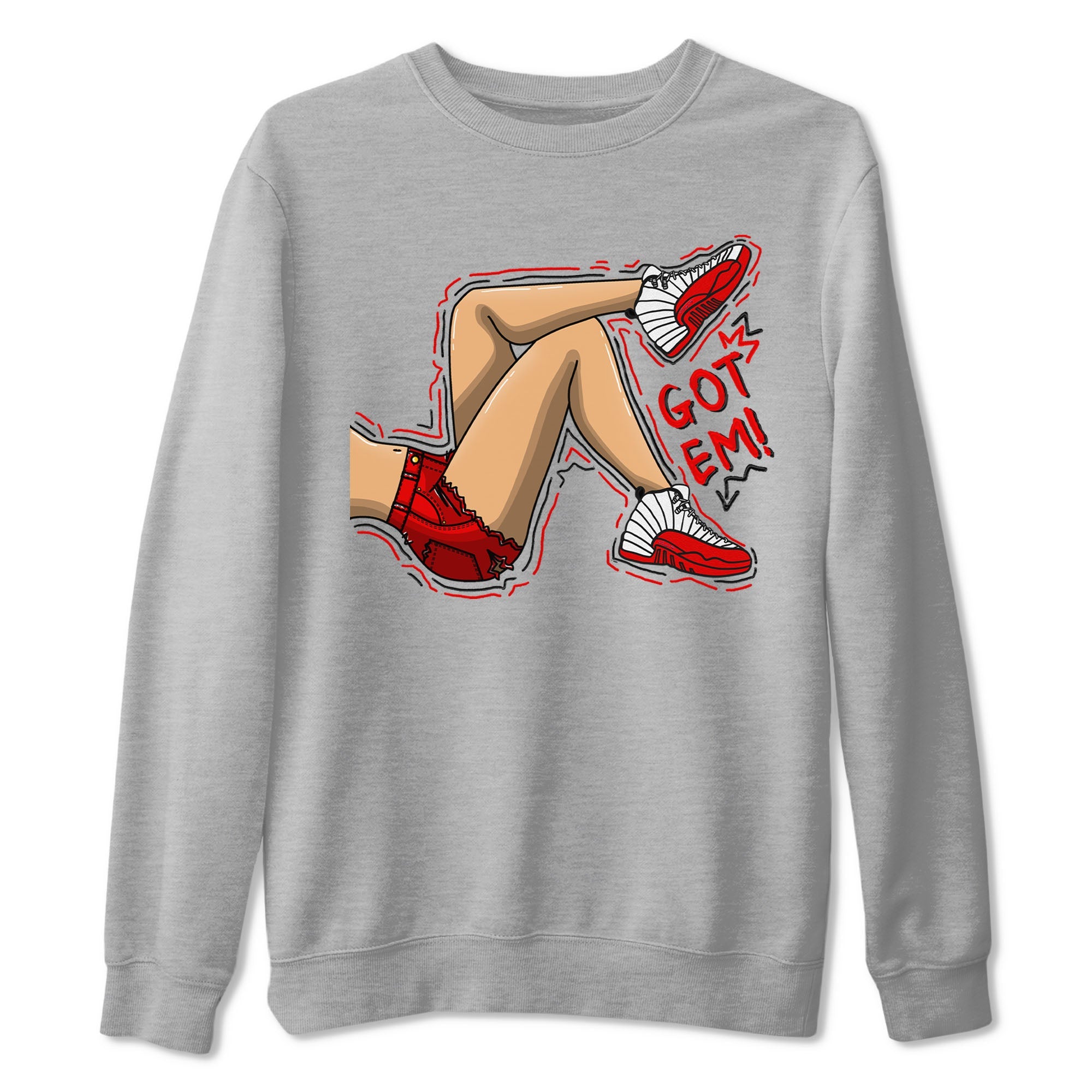Jordan 12 Retro Cherry shirt to match jordans Varsity Red Got Em Legs special sneaker matching tees 12s Cherry Drip Gear Zone Unisex Heather Grey 2 T-Shirt